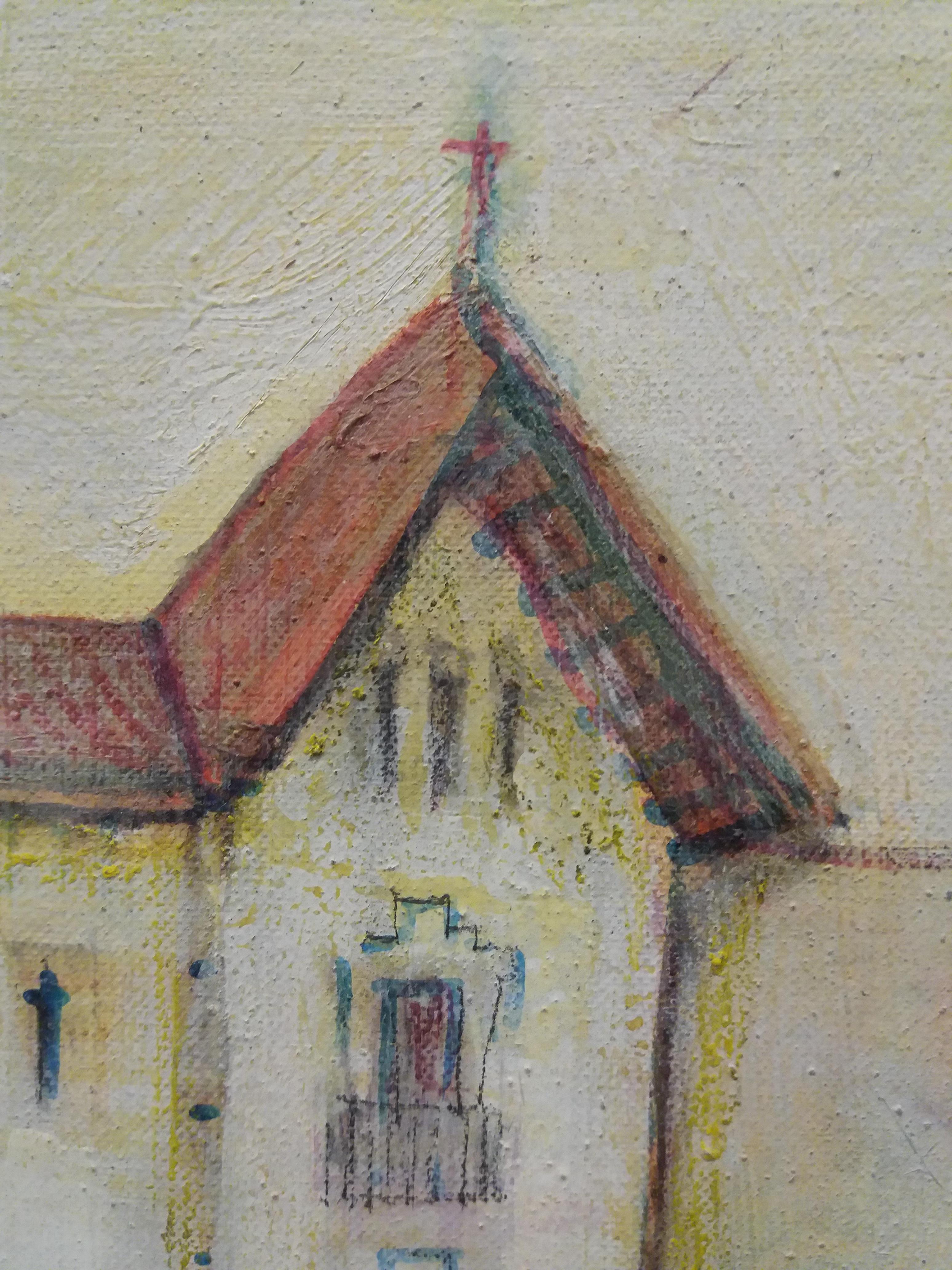 Raventos  CADAQUES   Piccola tela verticale originale in acrilico espressionista - Painting Espressionista di Maria Asuncion Raventos