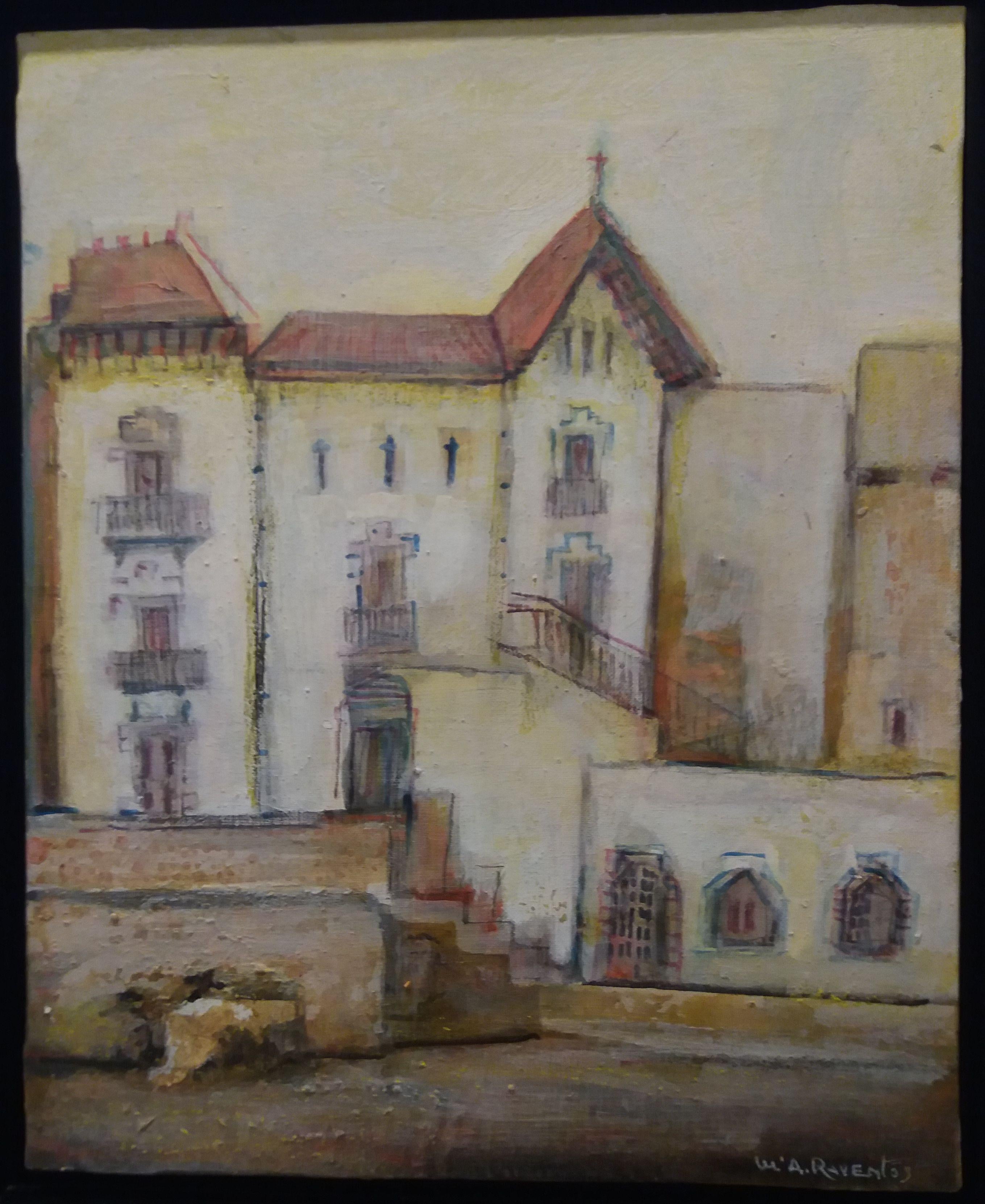 Raventos  CADAQUES   Vertikales expressionistisches Acryl-Leinwand
