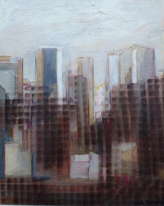 Raventos  Citty Chicago original expressionist acrylic painting