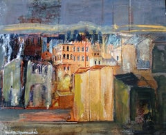 Raventos Collage Little City original expressionist mixed media