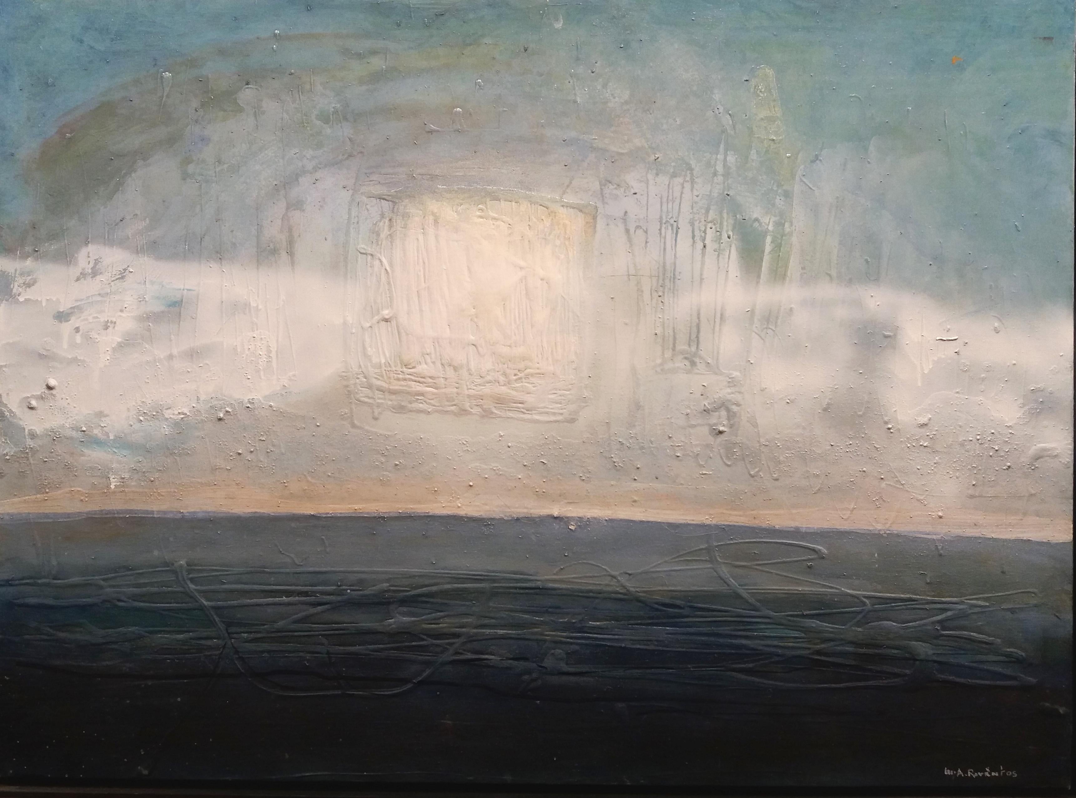 Raventos Dunkelblau   original expressionistisches Acryl – Painting von Maria Asuncion Raventos