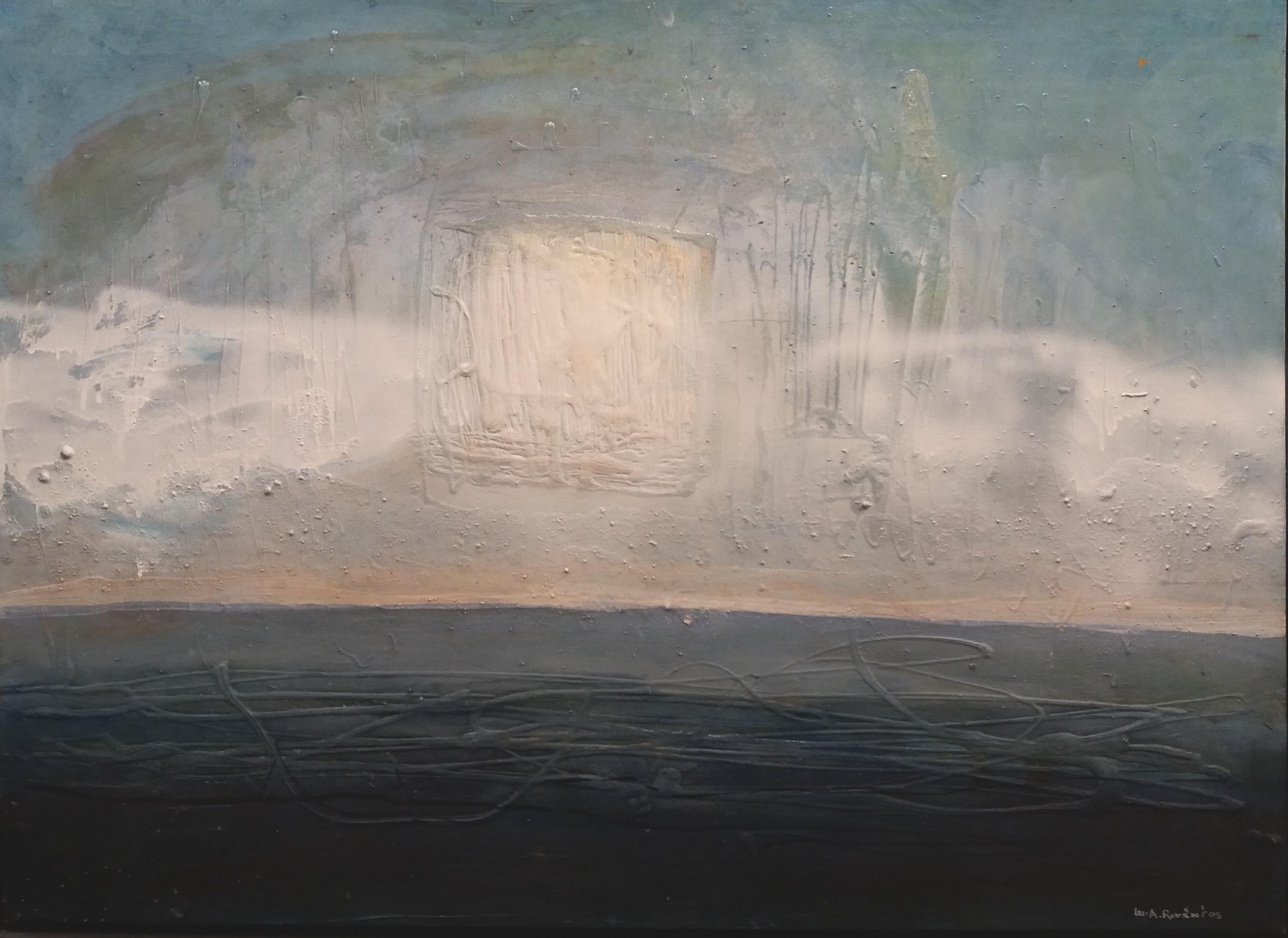 Raventos Dunkelblau   original expressionistisches Acryl (Expressionismus), Painting, von Maria Asuncion Raventos