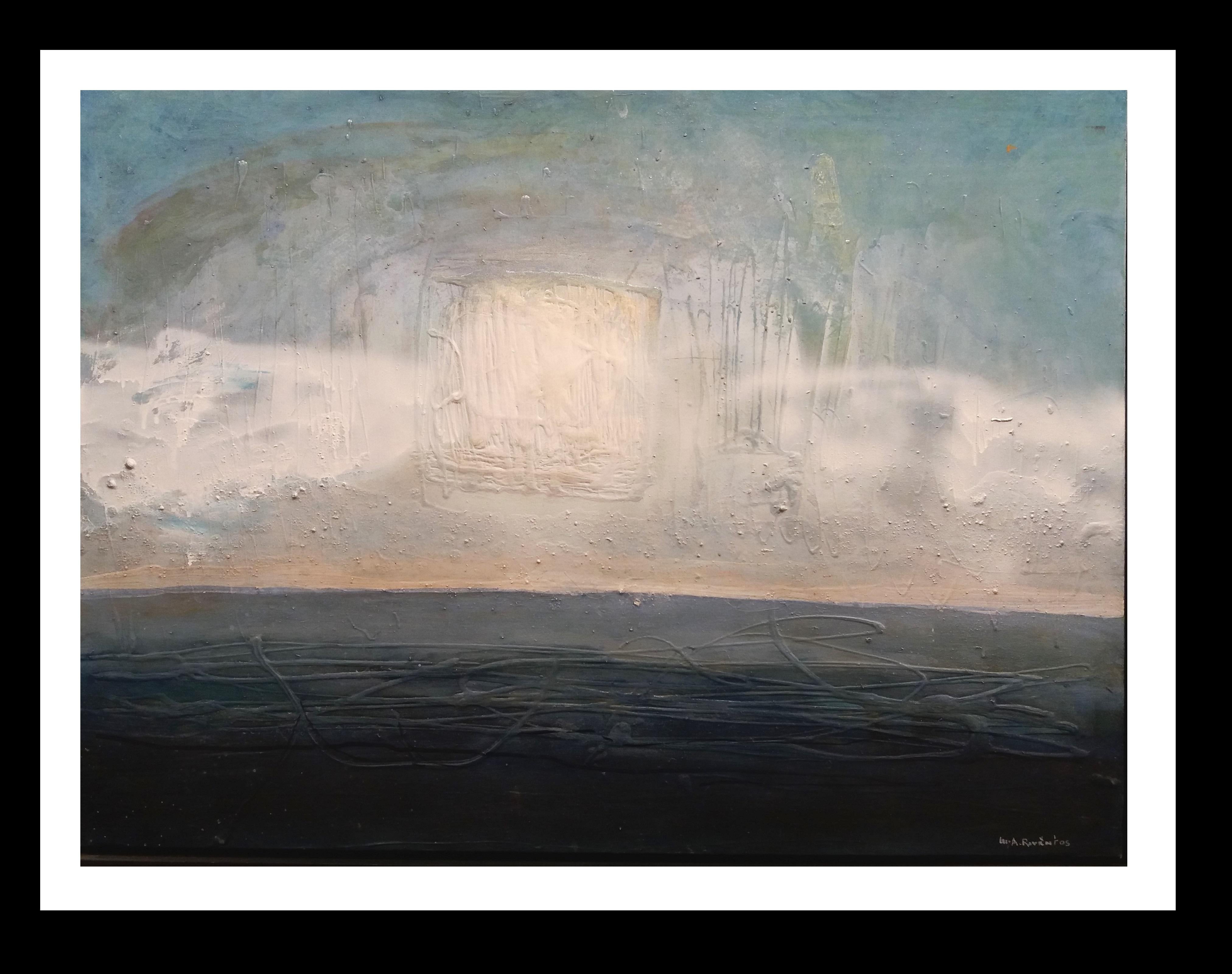 Raventos Dunkelblau original expressionistisches Acryl