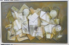 Raventos Geometric Figures: Expressionist Acrylic on Canvas