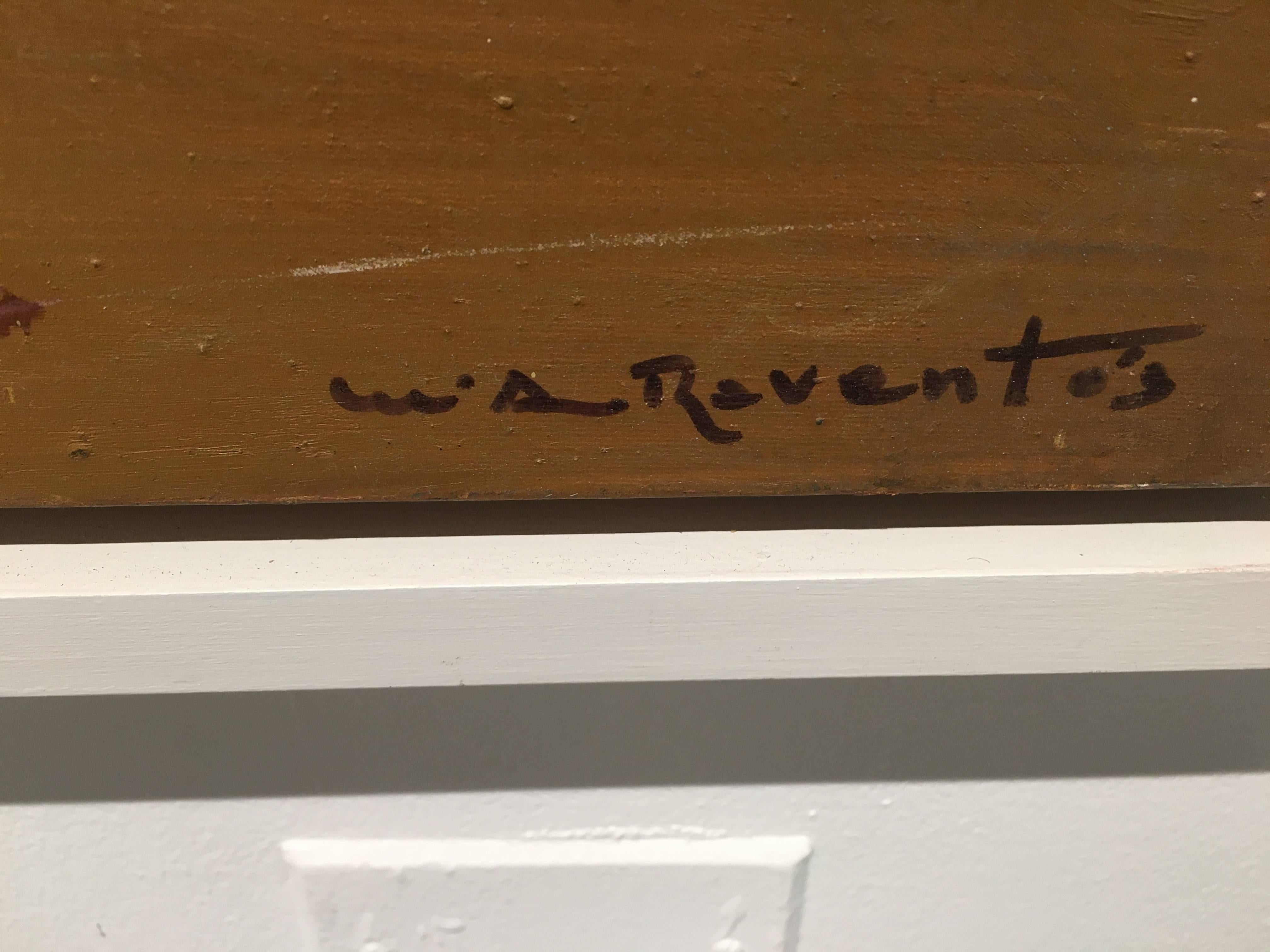 Raventos  Goldene   Bigli  quadratisch   Original expressionistisches Leinwand-Acryl (Braun), Abstract Painting, von Maria Asuncion Raventos