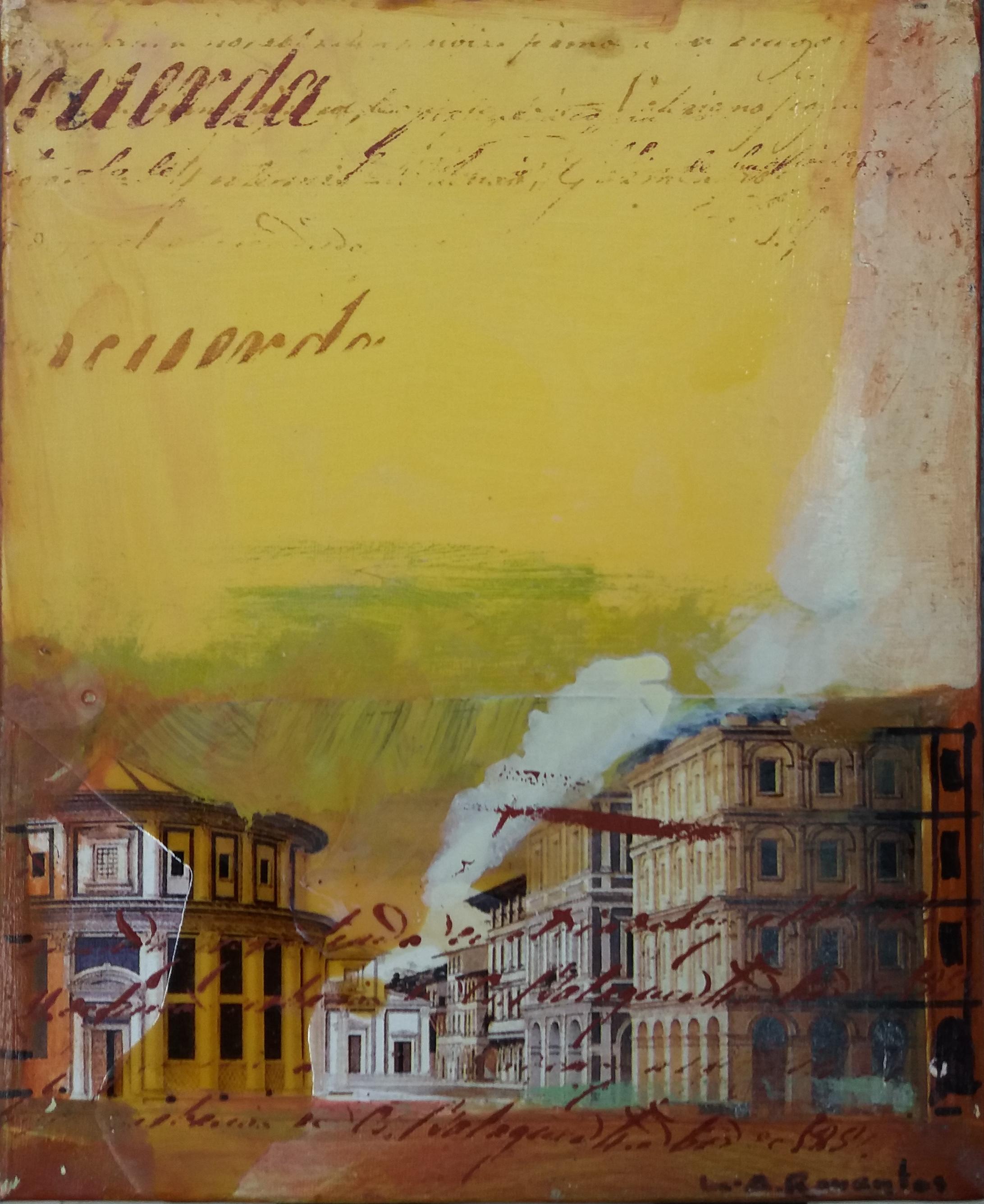 Raventos  Litle Vertical Roma Original expressionistisches Acrylgemälde, Lithographie – Painting von Maria Asuncion Raventos