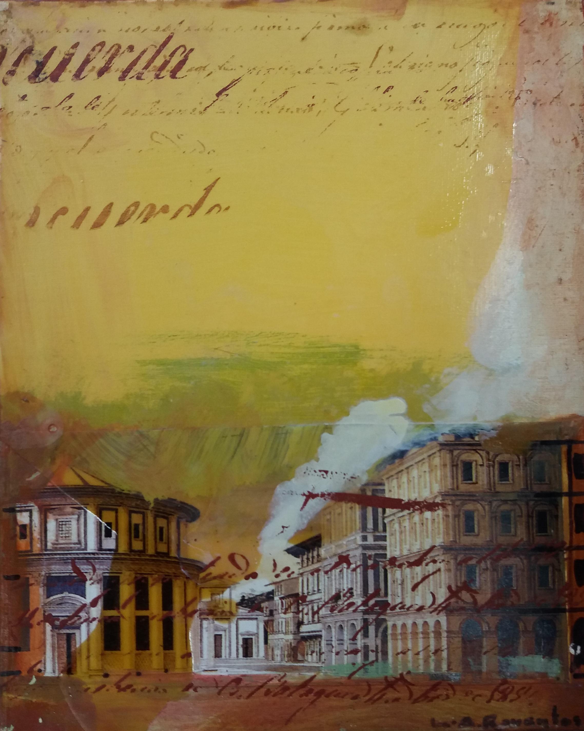 Raventos  Litle Vertical Roma Original expressionistisches Acrylgemälde, Lithographie (Expressionismus), Painting, von Maria Asuncion Raventos