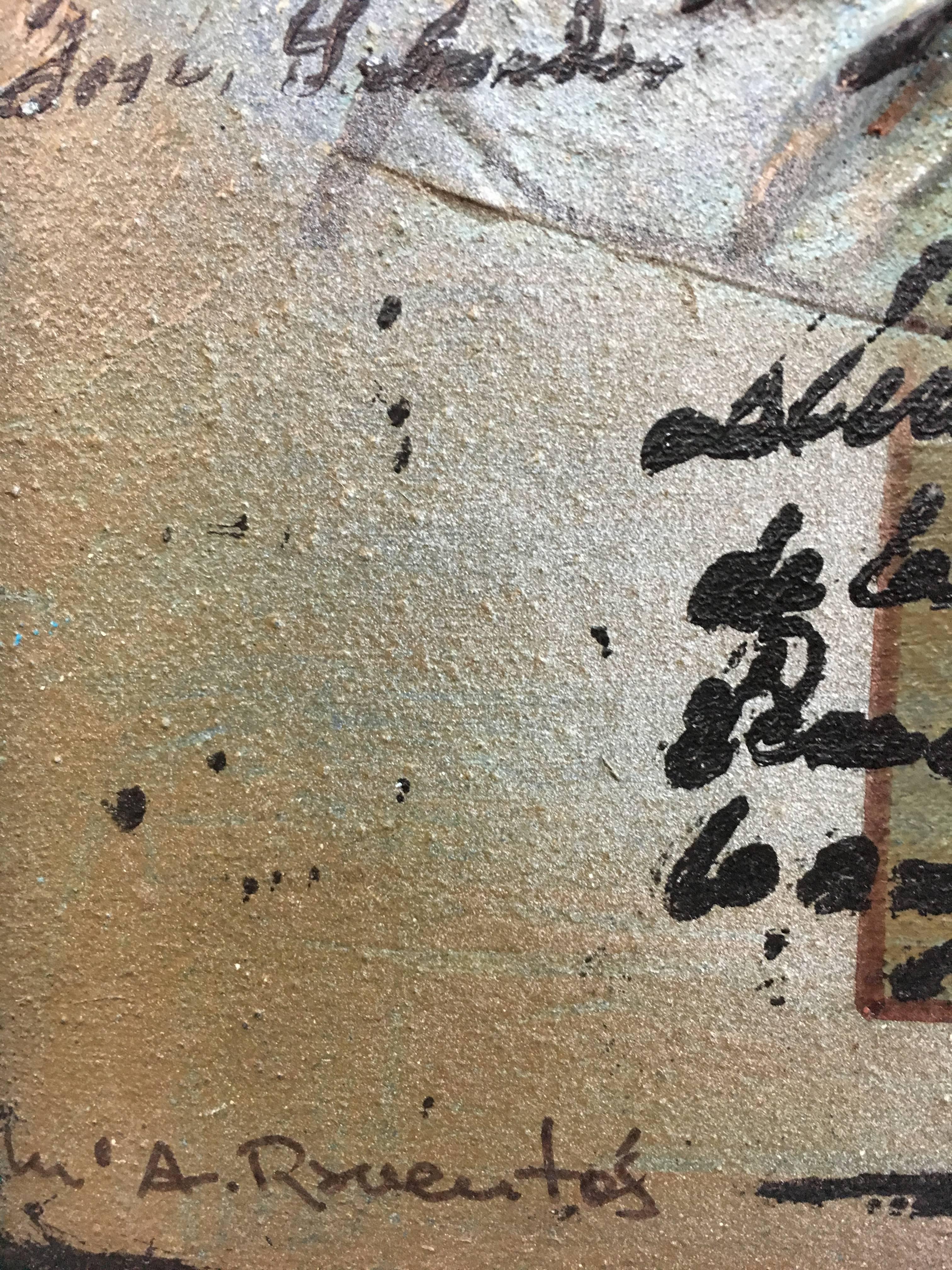 Raventos  Kleine  Senkrecht  Original abstrakte Mixed-Media-Werke (Schwarz), Still-Life Painting, von Maria Asuncion Raventos