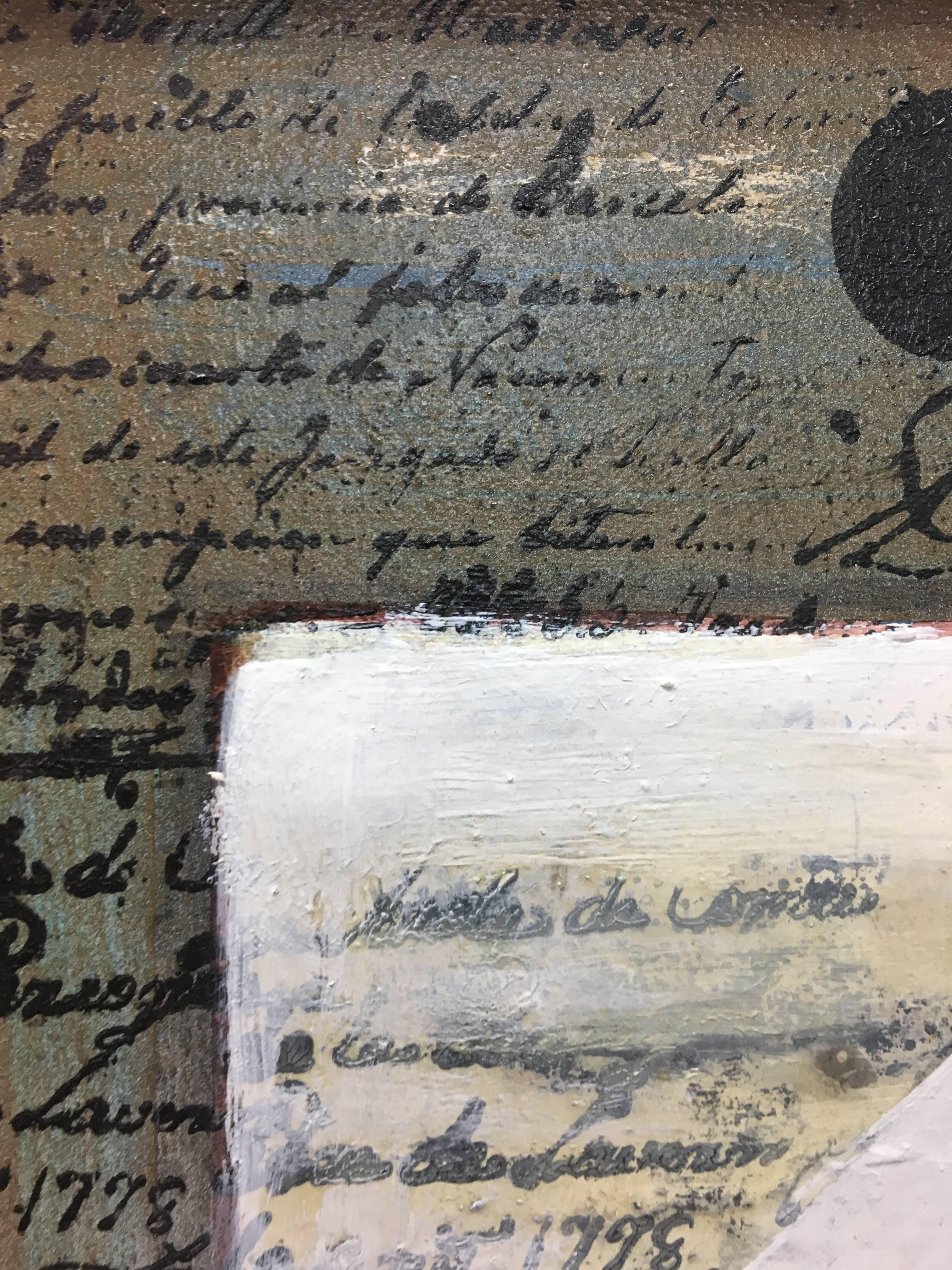 cup and writings original abstract mixed media painting
RAVENTÓS Mª Assumpció – (San Sadurní d’Anoia, Barcelona 1930).
Raventos trained at the elite Sant Jordi School of Fine Arts in Barcelona.
Raventós expanded her studies in etching and
