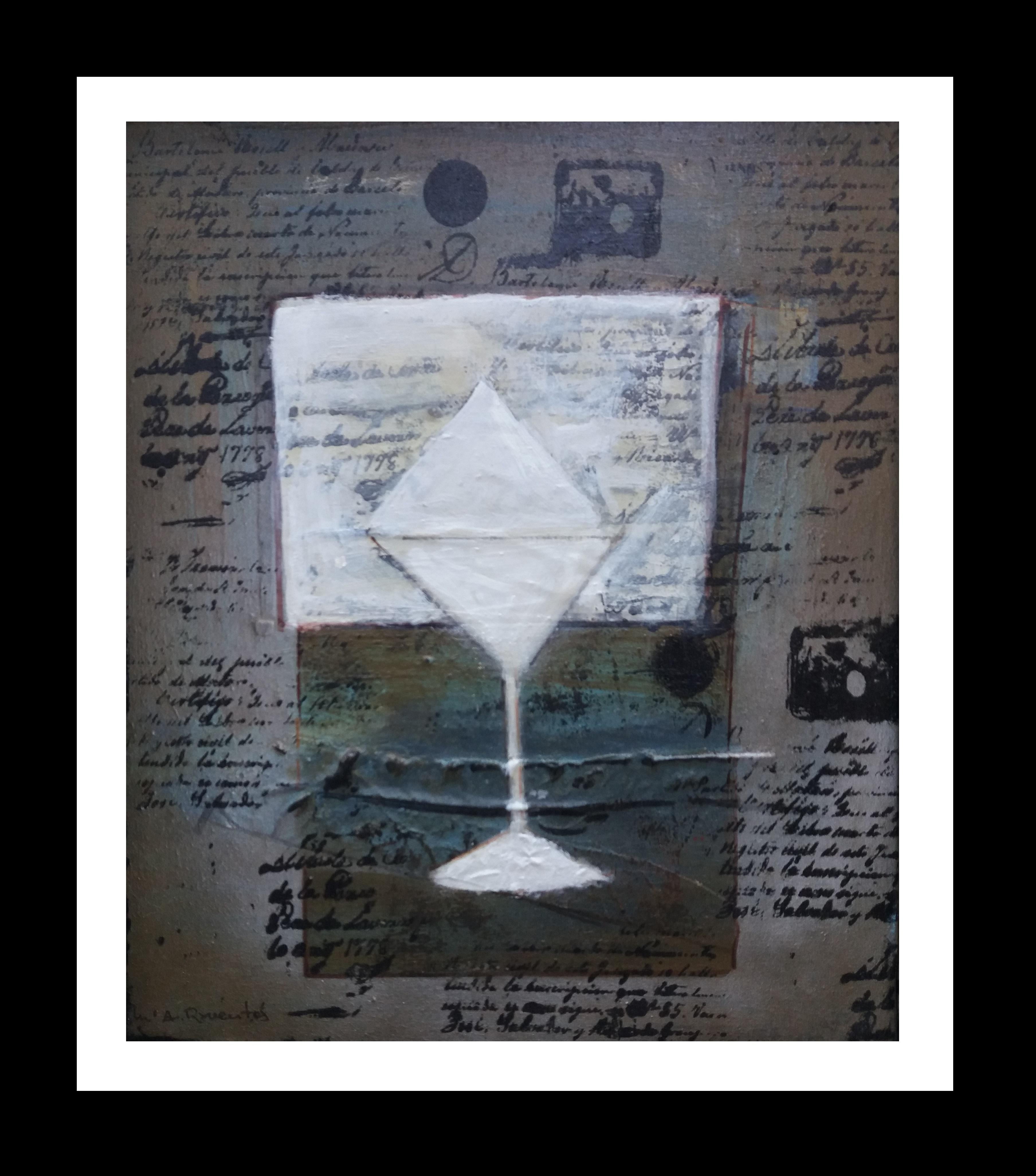 Raventos  Pequeño  Vertical  original abstracto técnica mixta en venta 1