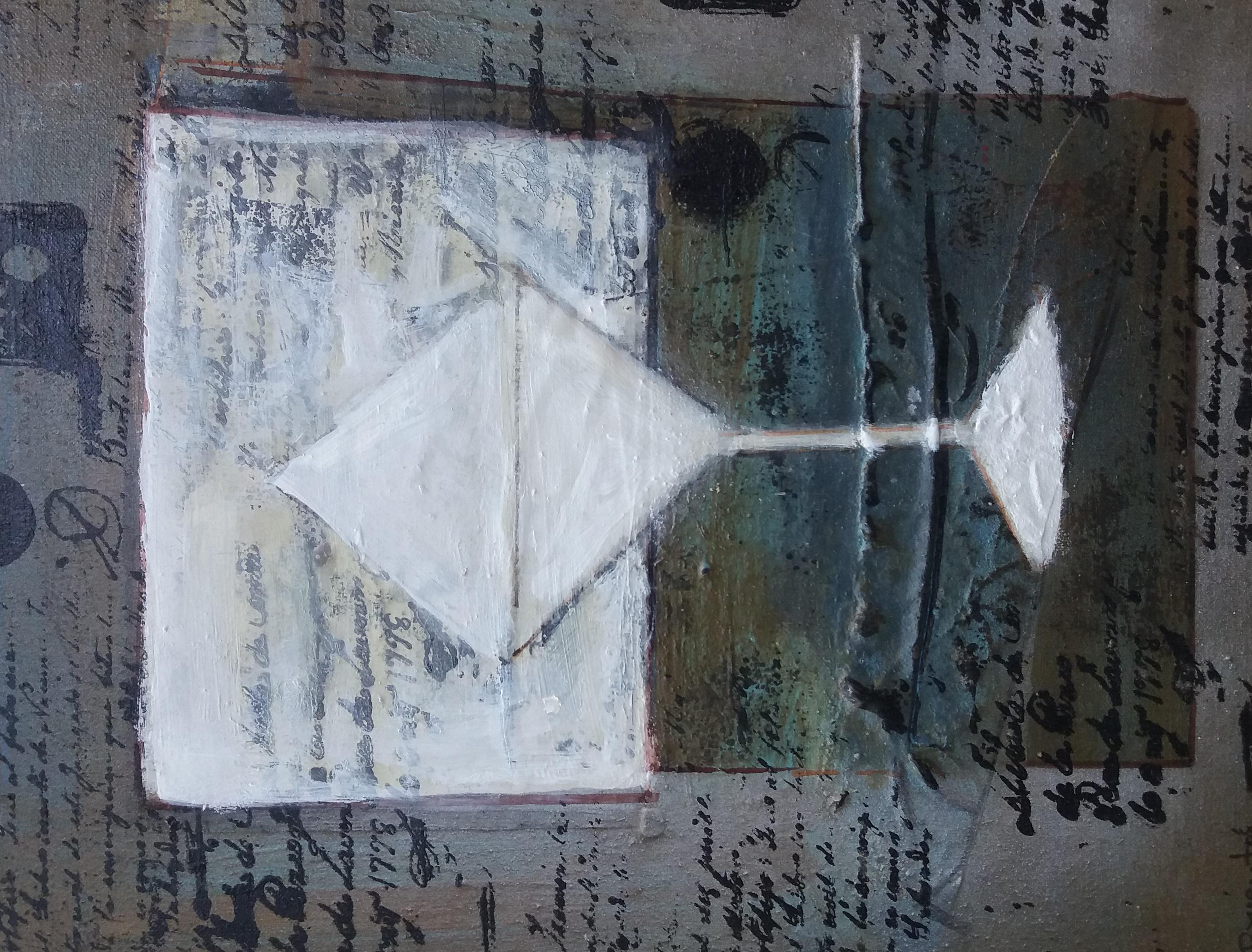 Raventos  Kleine  Senkrecht  Original abstrakte Mixed-Media-Werke im Angebot 2