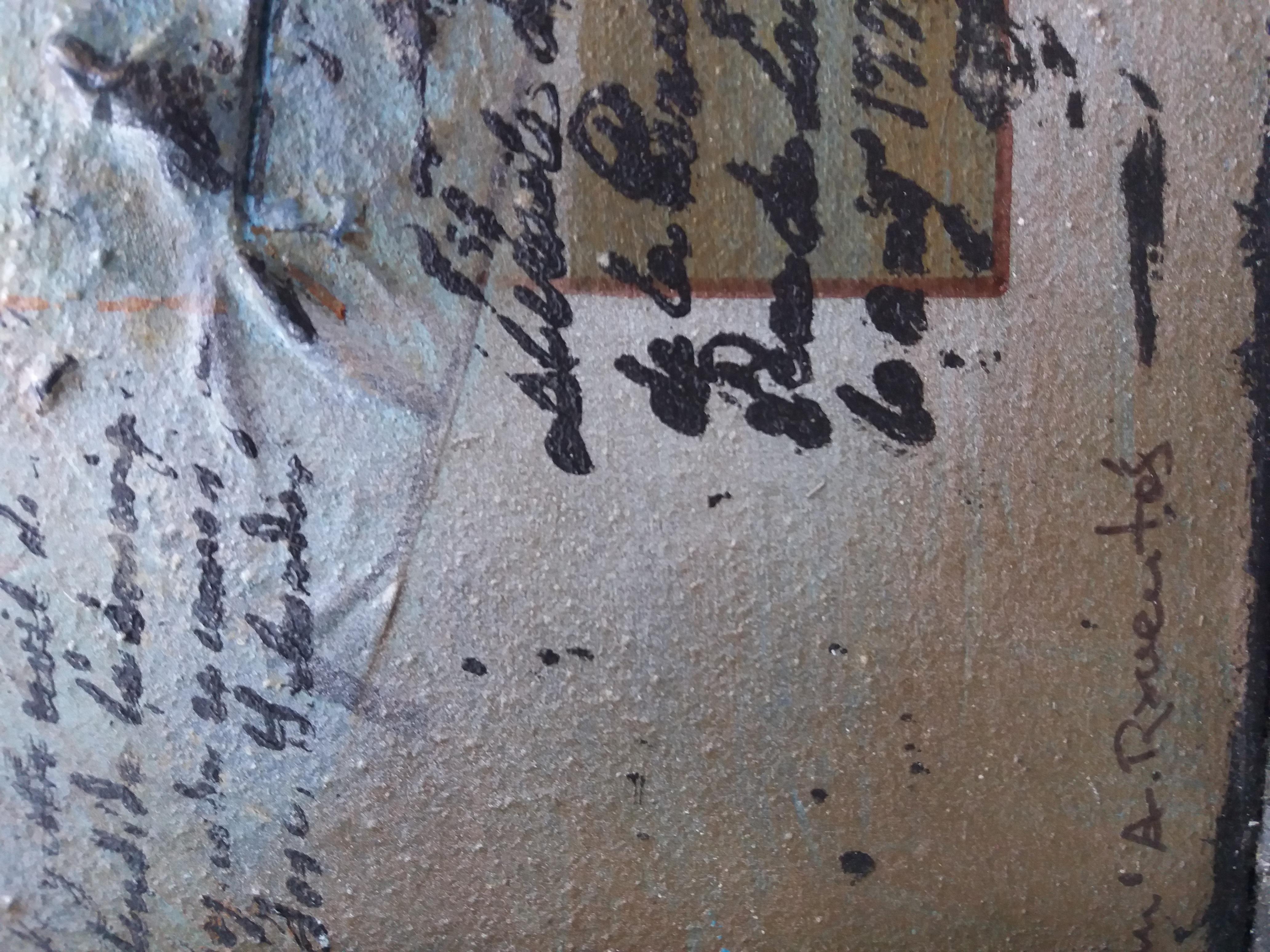 Raventos  Kleine  Senkrecht  Original abstrakte Mixed-Media-Werke im Angebot 4