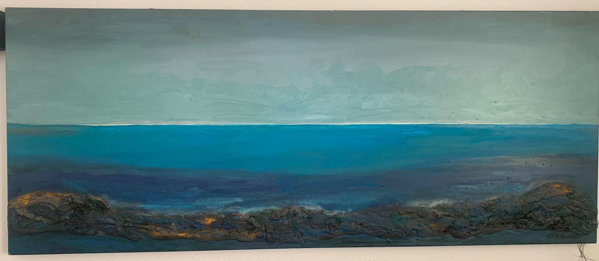 Raventos   Marine  Grande  Blu  pittura originale espressionista a tecnica mista 2