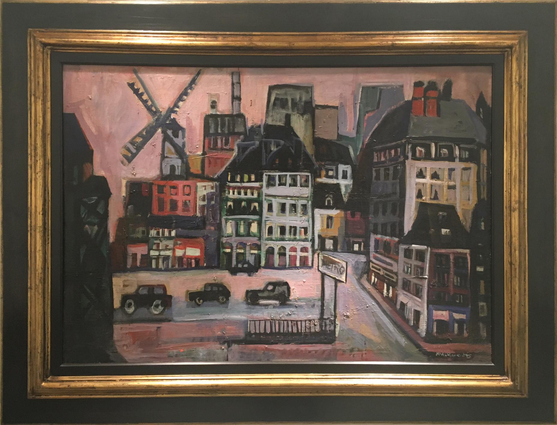 Maria Asuncion Raventos Landscape Painting - Raventos MOULIN ROUGE. PARIS original expressionist acrylic canvas