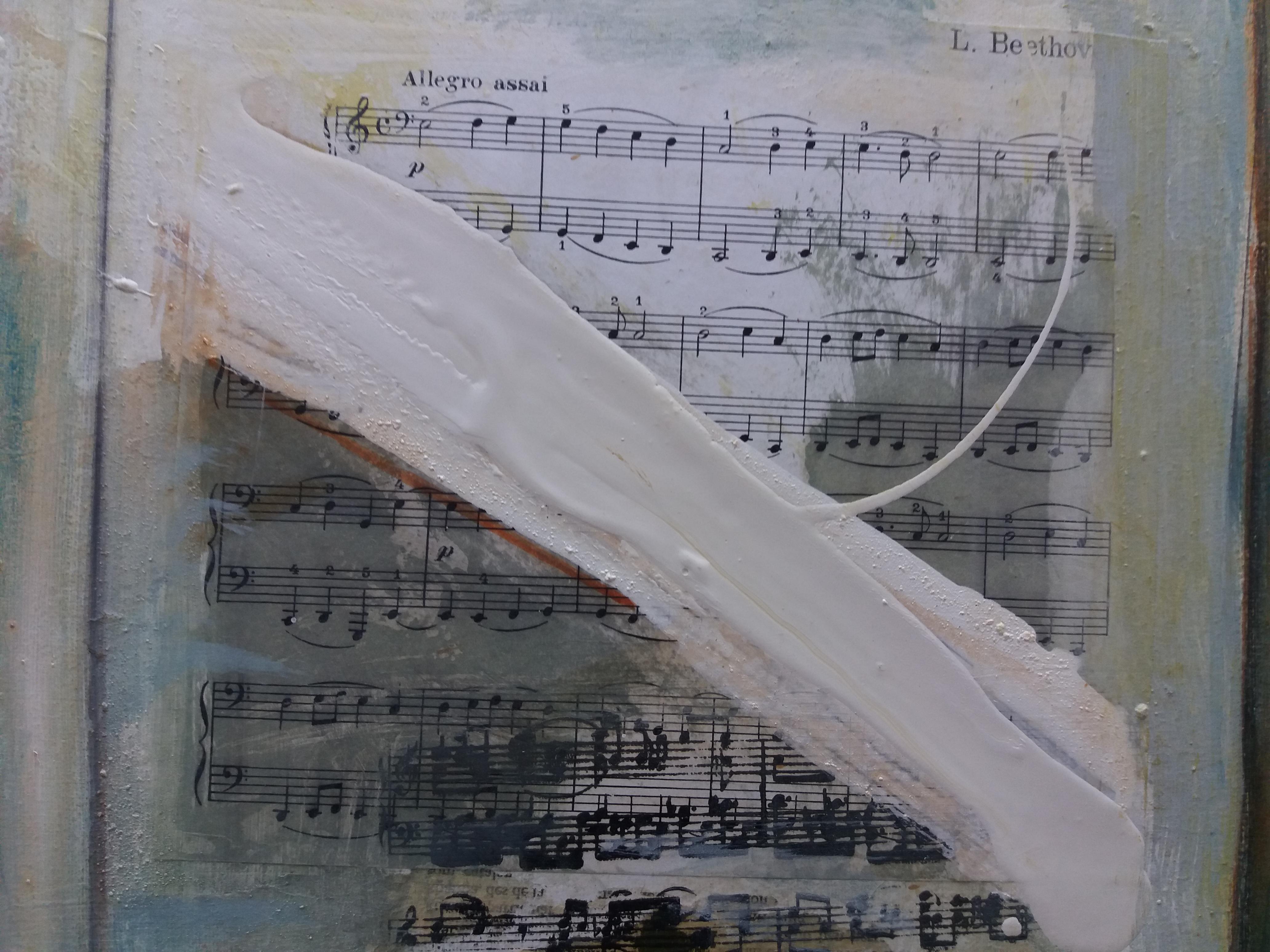 Raventos  Musica pittura acrilica espressionista originale - Interior Painting Nero di Maria Asuncion Raventos