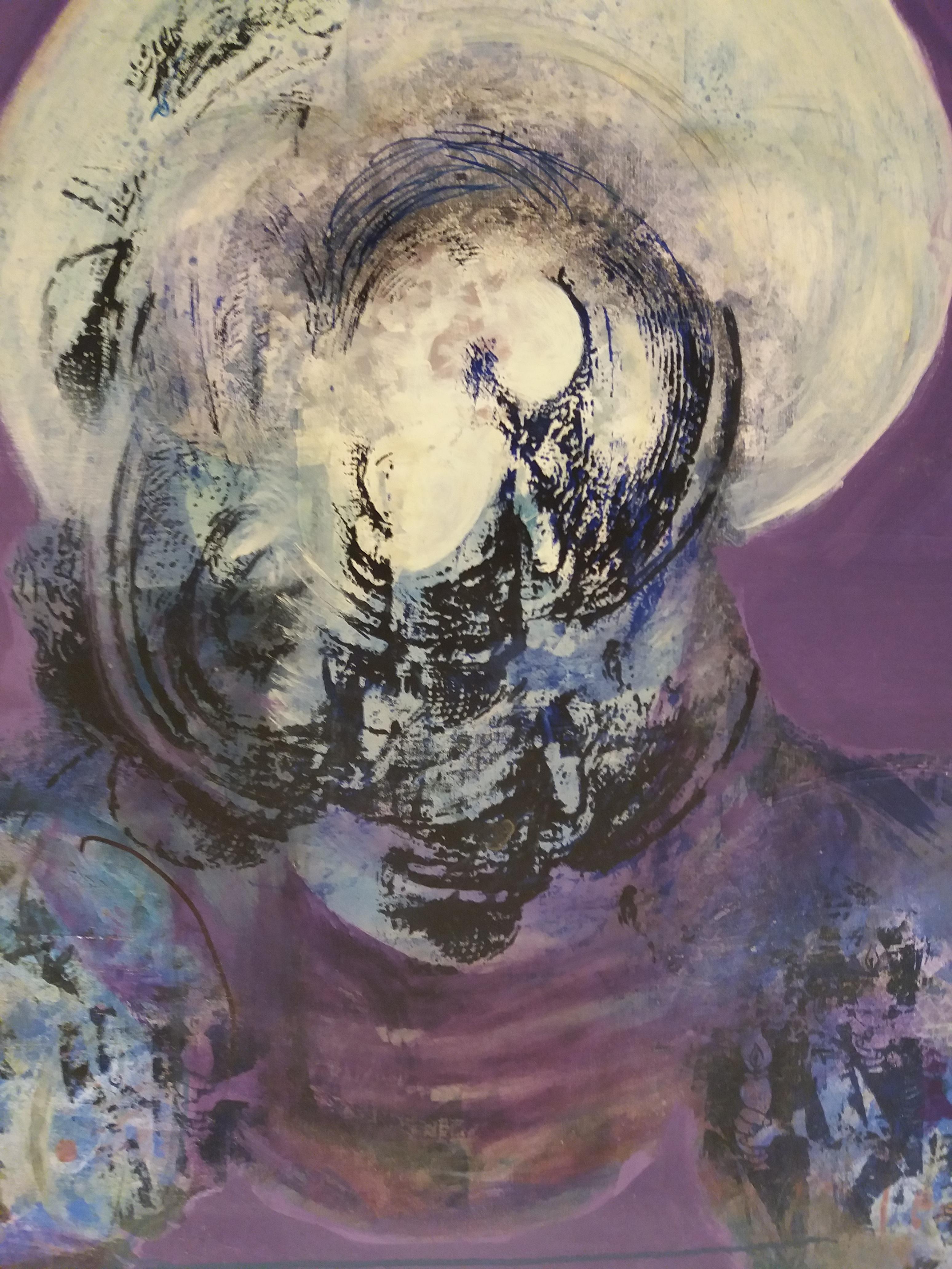 Raventos  Square  Big   Lilac. original painting - Abstract Expressionist Painting by Maria Asuncion Raventos