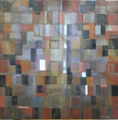 Raventos   Square Homenage a Basarely  original abstract mixed media painting
