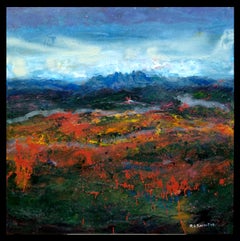 Raventos 14 Carré Peinture abstraite originale en technique mixte - Poppies