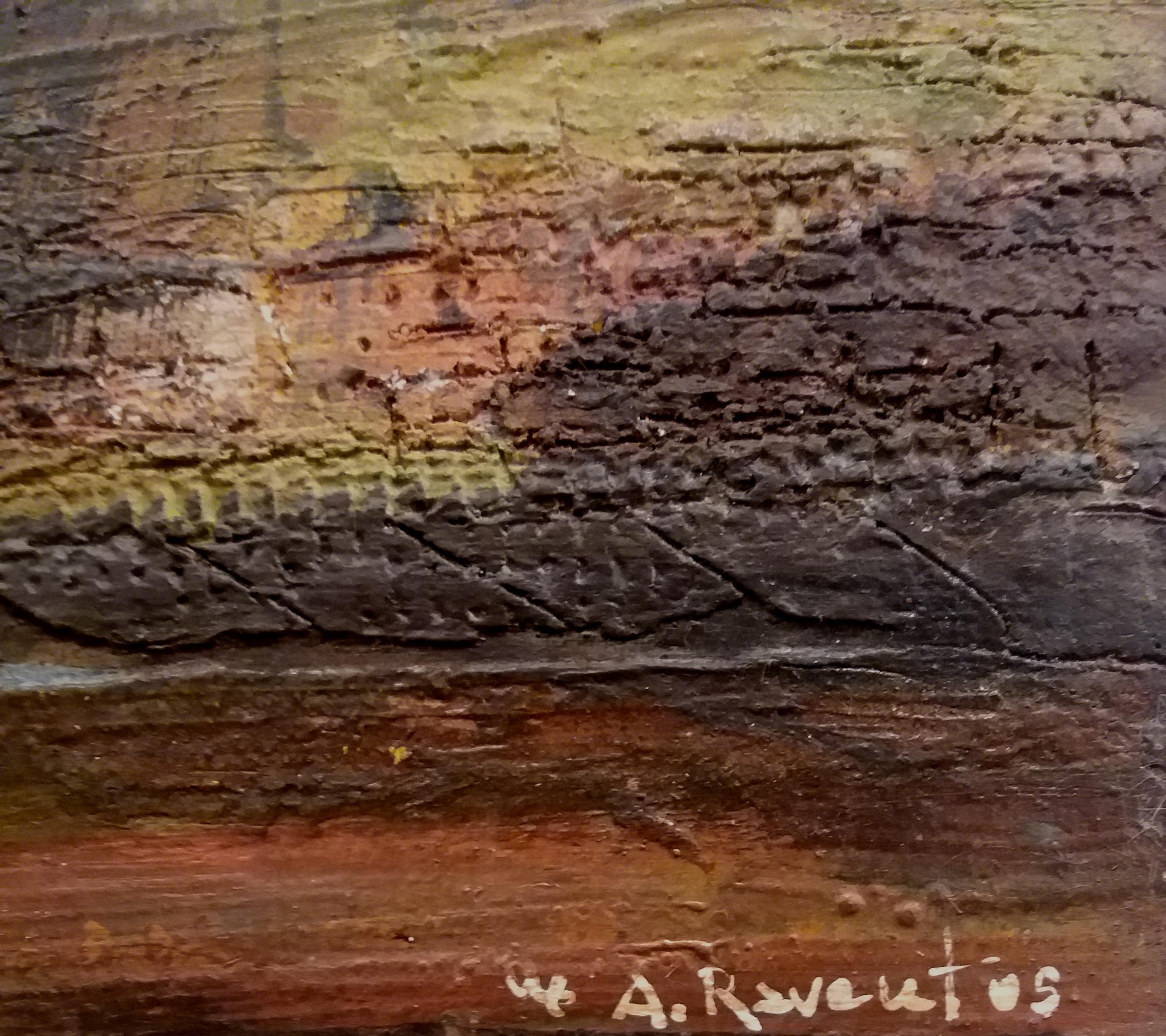 Raventos    Calle Barcelona. pintura acrílica original en venta 1
