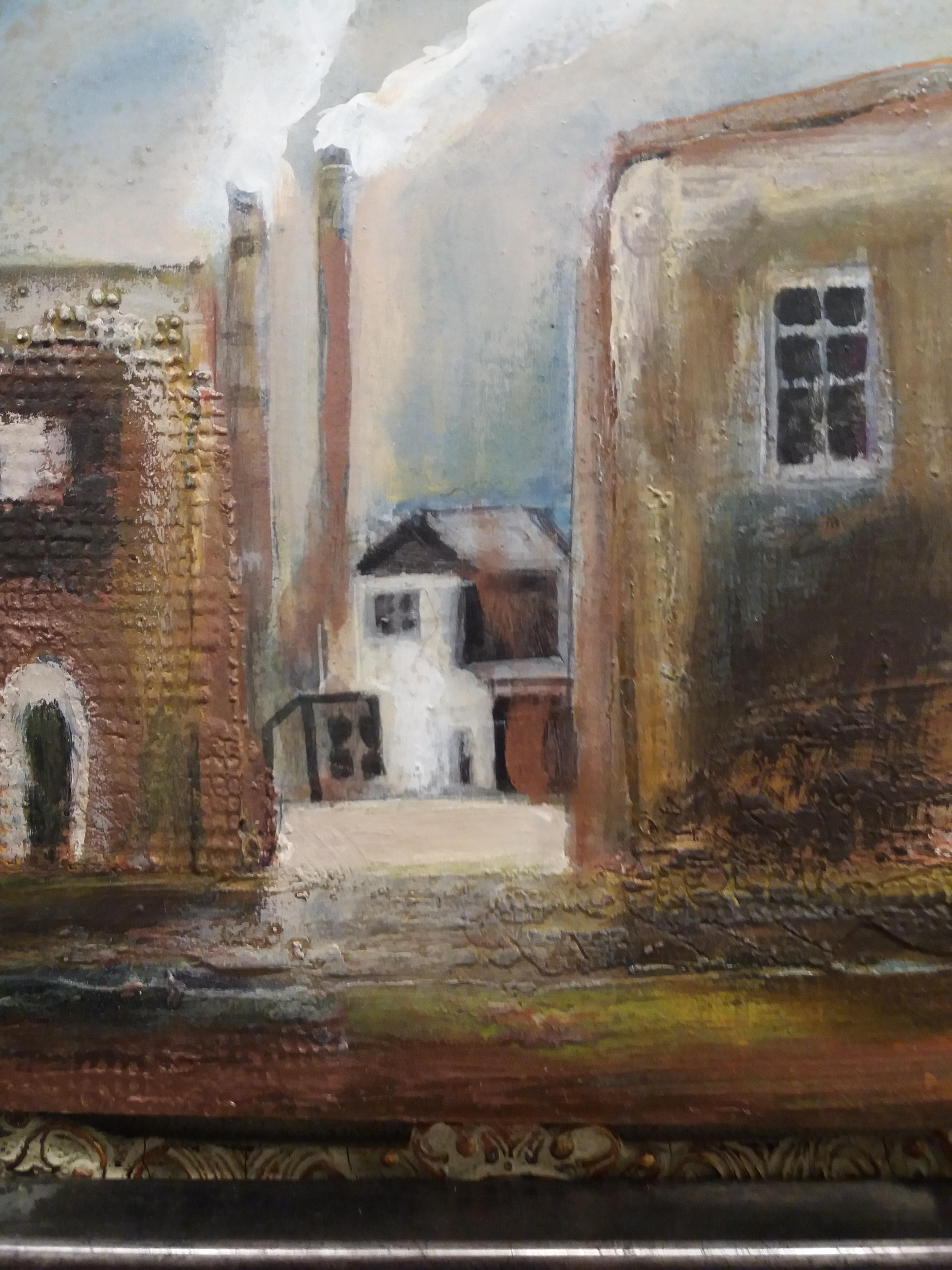Raventos    Calle Barcelona. pintura acrílica original en venta 2