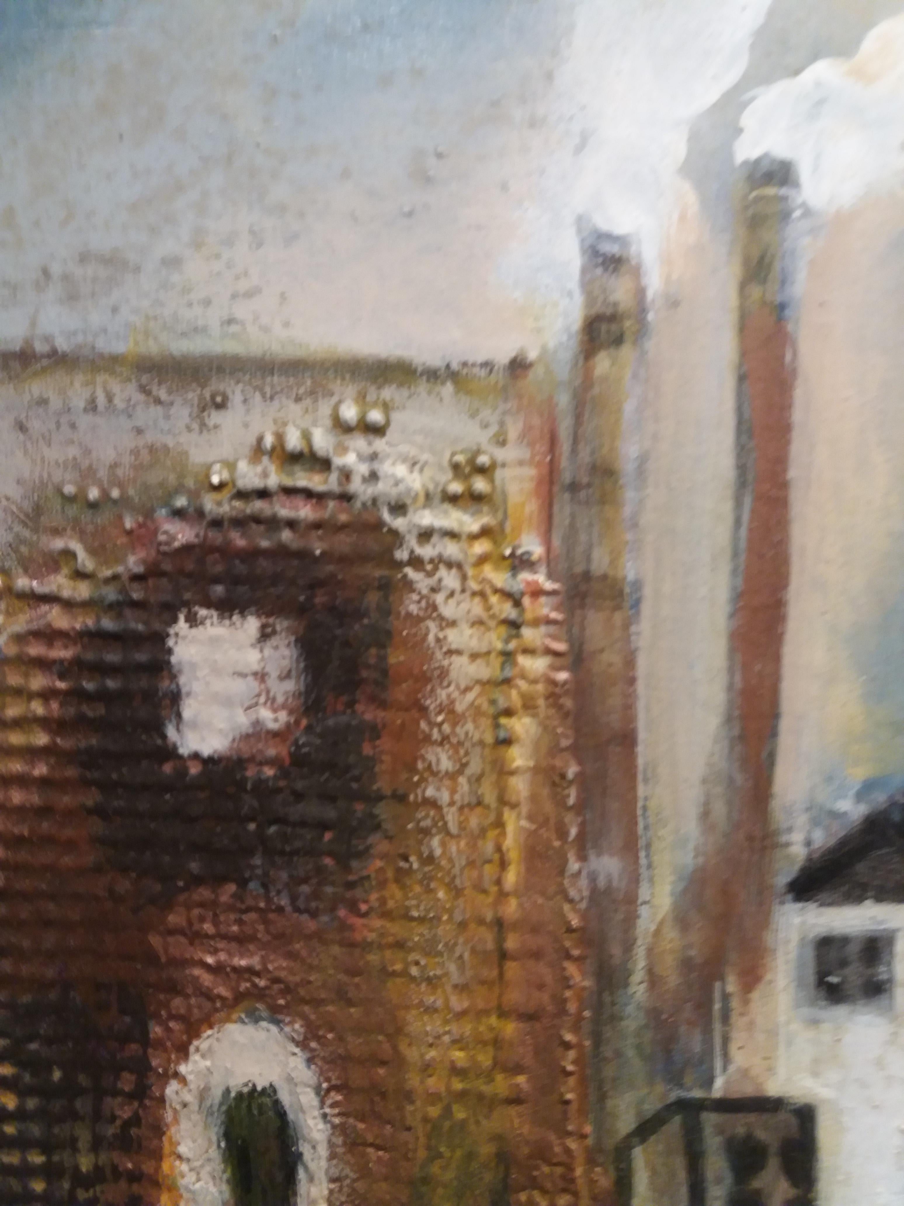 Raventos    Calle Barcelona. pintura acrílica original en venta 4