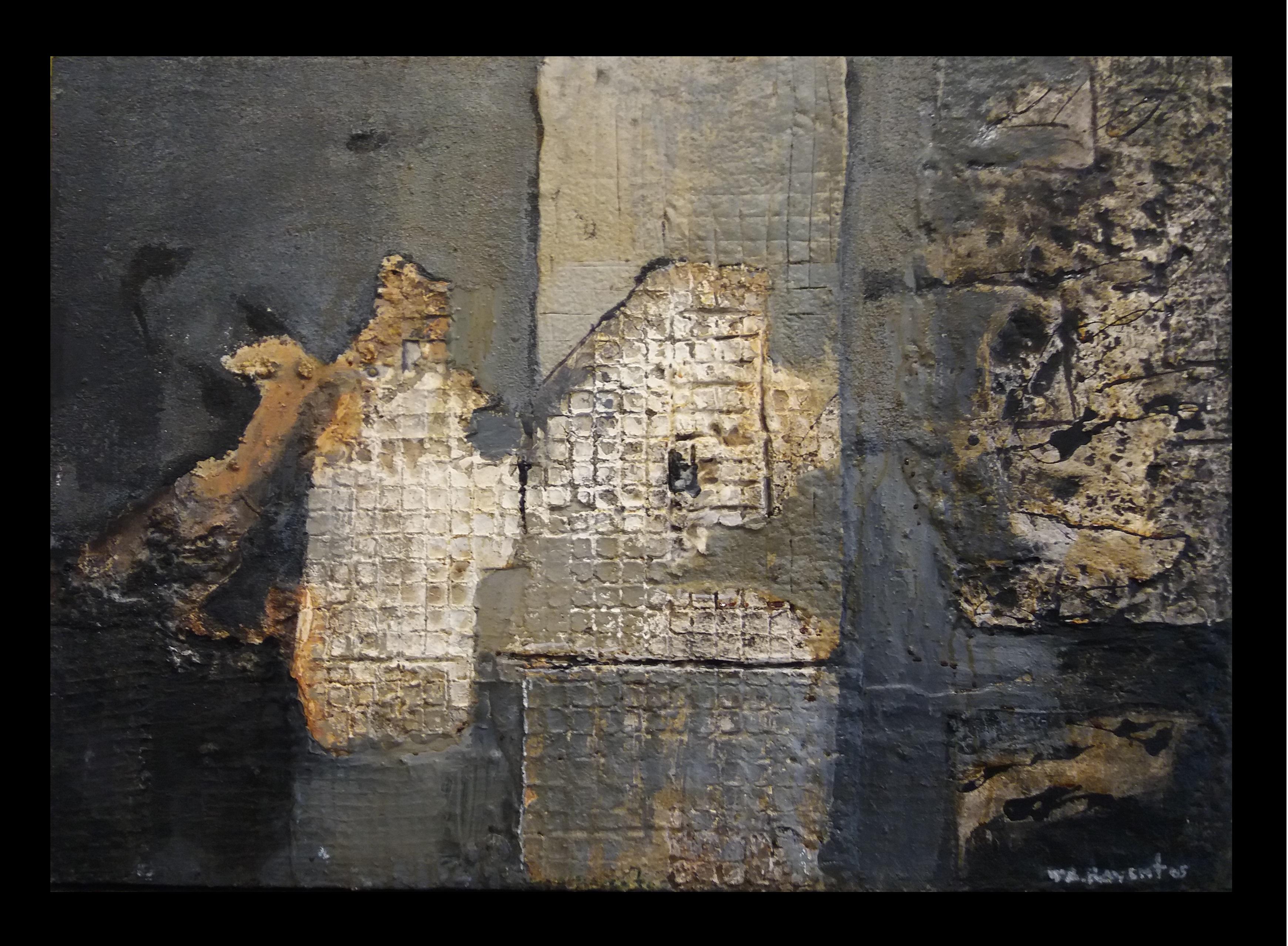Raventos Textures  Gray and Black  Barcelona original abstract - Painting de Maria Asuncion Raventos