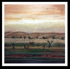 Raventos 25  Venti Viti  Alberi  Quadrato  Tramonto  acrilico espressionista originale