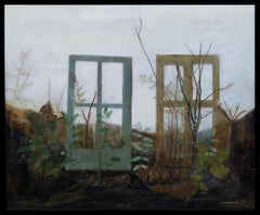 RAVENTOS  Winds Windows   Garden  Green original abstract mixed media