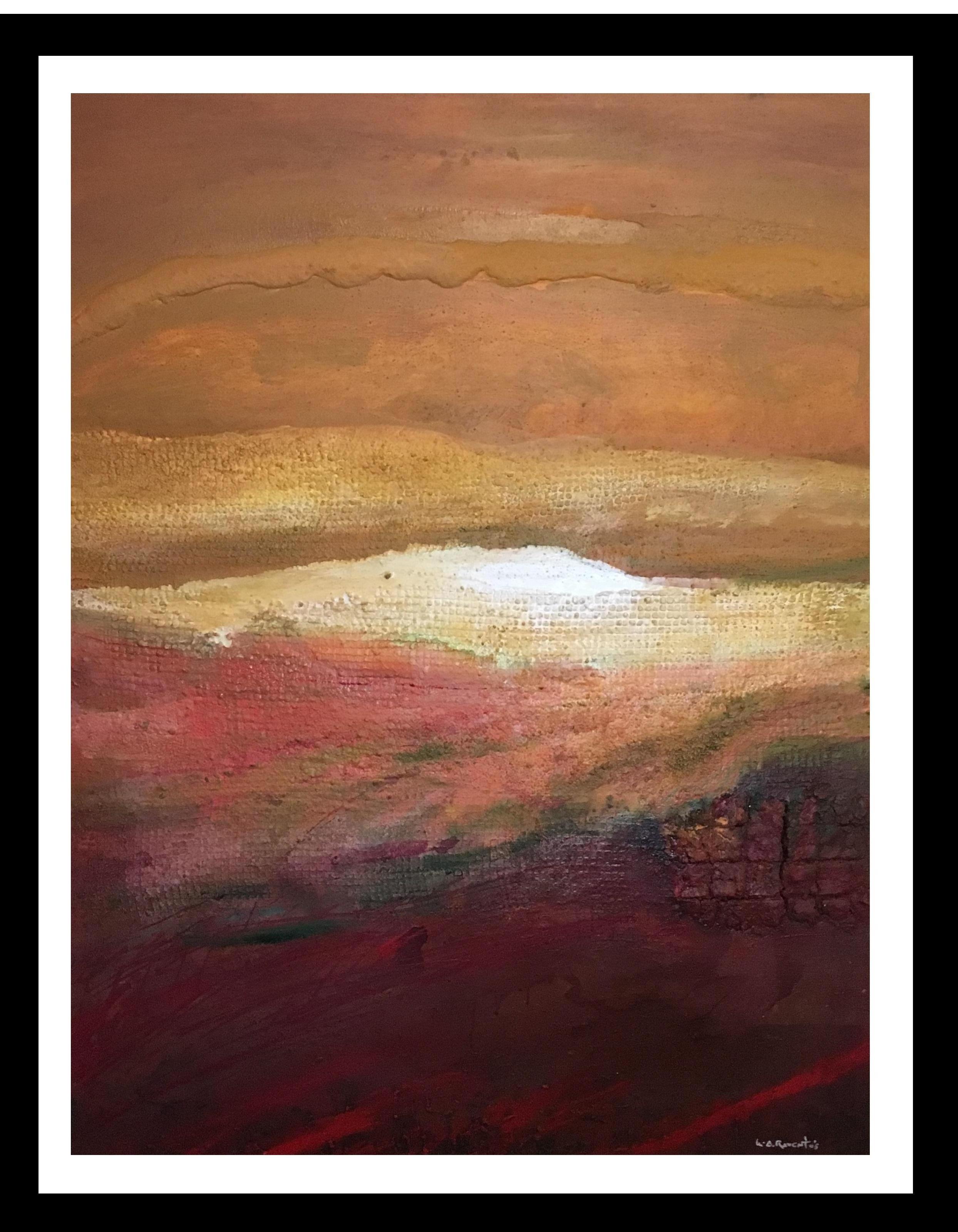 Maria Asuncion Raventos Abstract Painting -  Raventos  Vertical  Big   Sunset  Orange original abstract acrylic painting