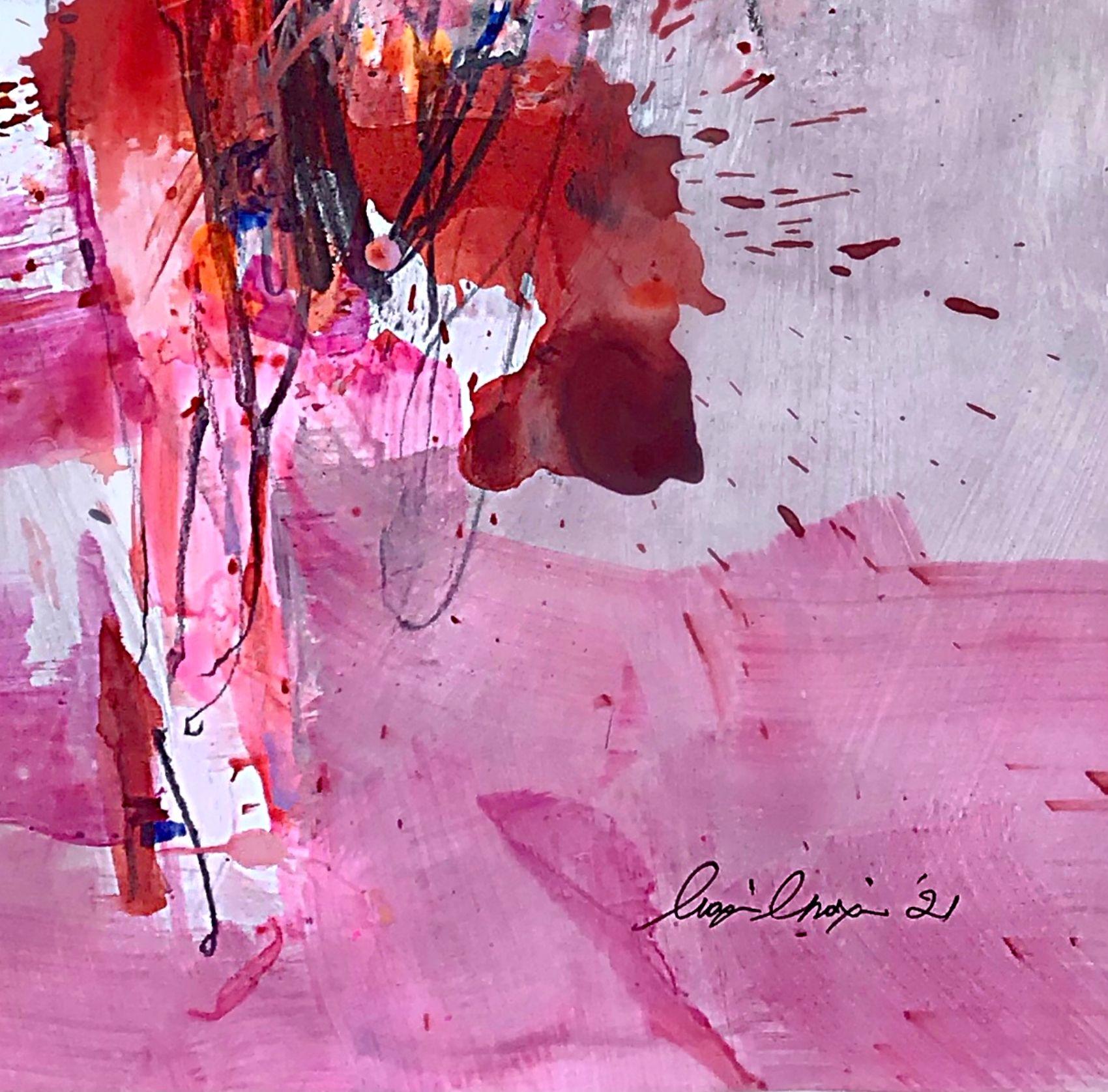 Fleeting Time II, Mixed Media on Paper - Abstract Expressionist Mixed Media Art by Maria Bacha