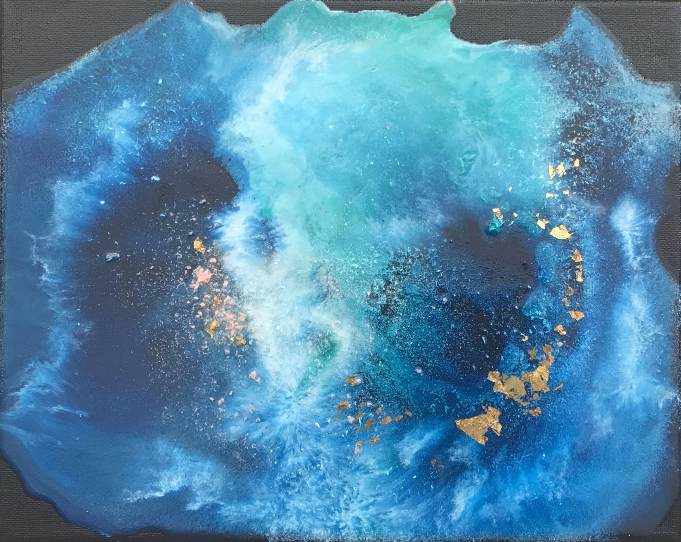 Lagoon Nebula 10, Mixed Media on Canvas - Mixed Media Art by Maria Bacha