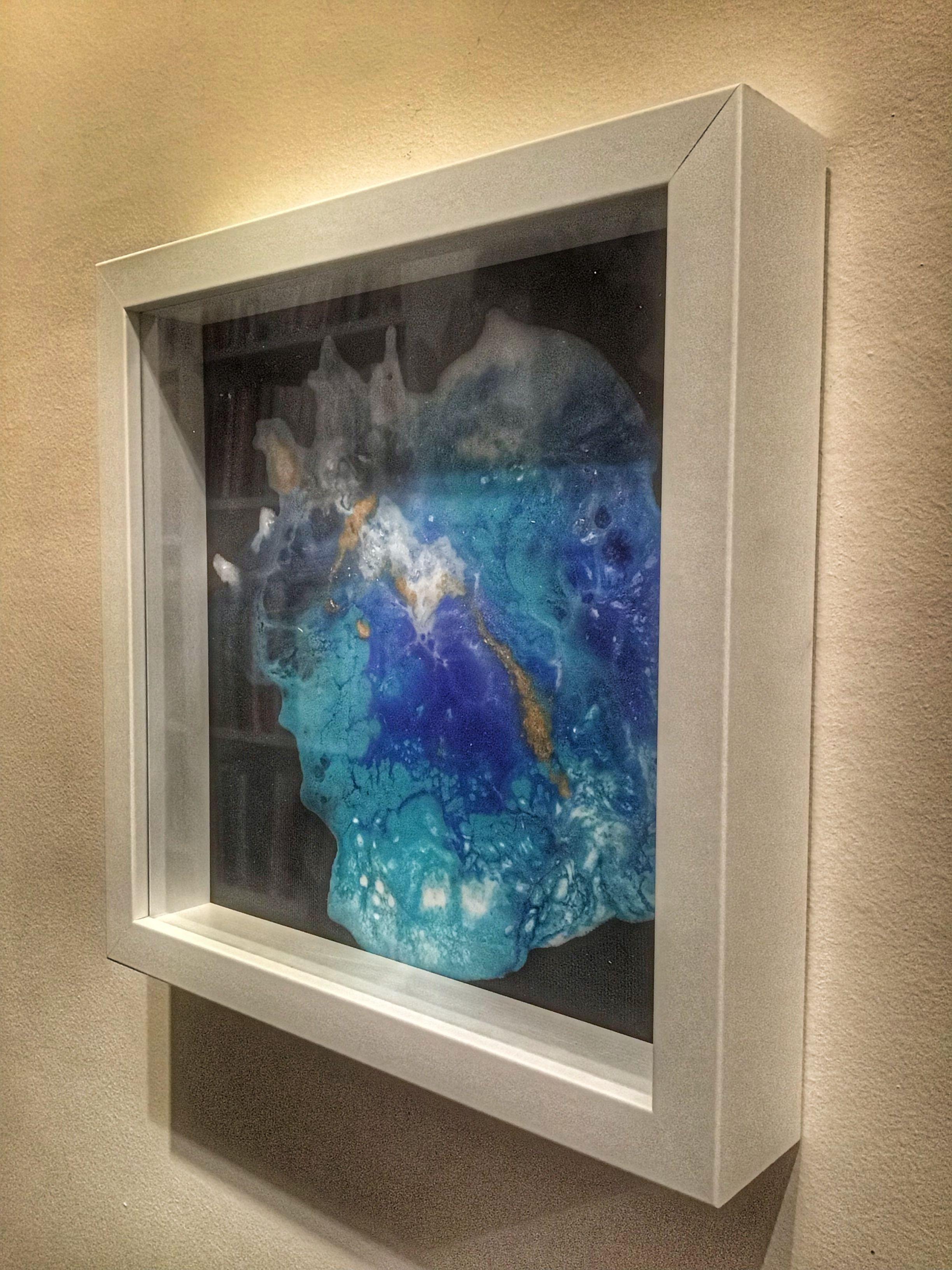 Lagoon Nebula/Mini #1, Mixed Media on Canvas - Abstract Mixed Media Art by Maria Bacha