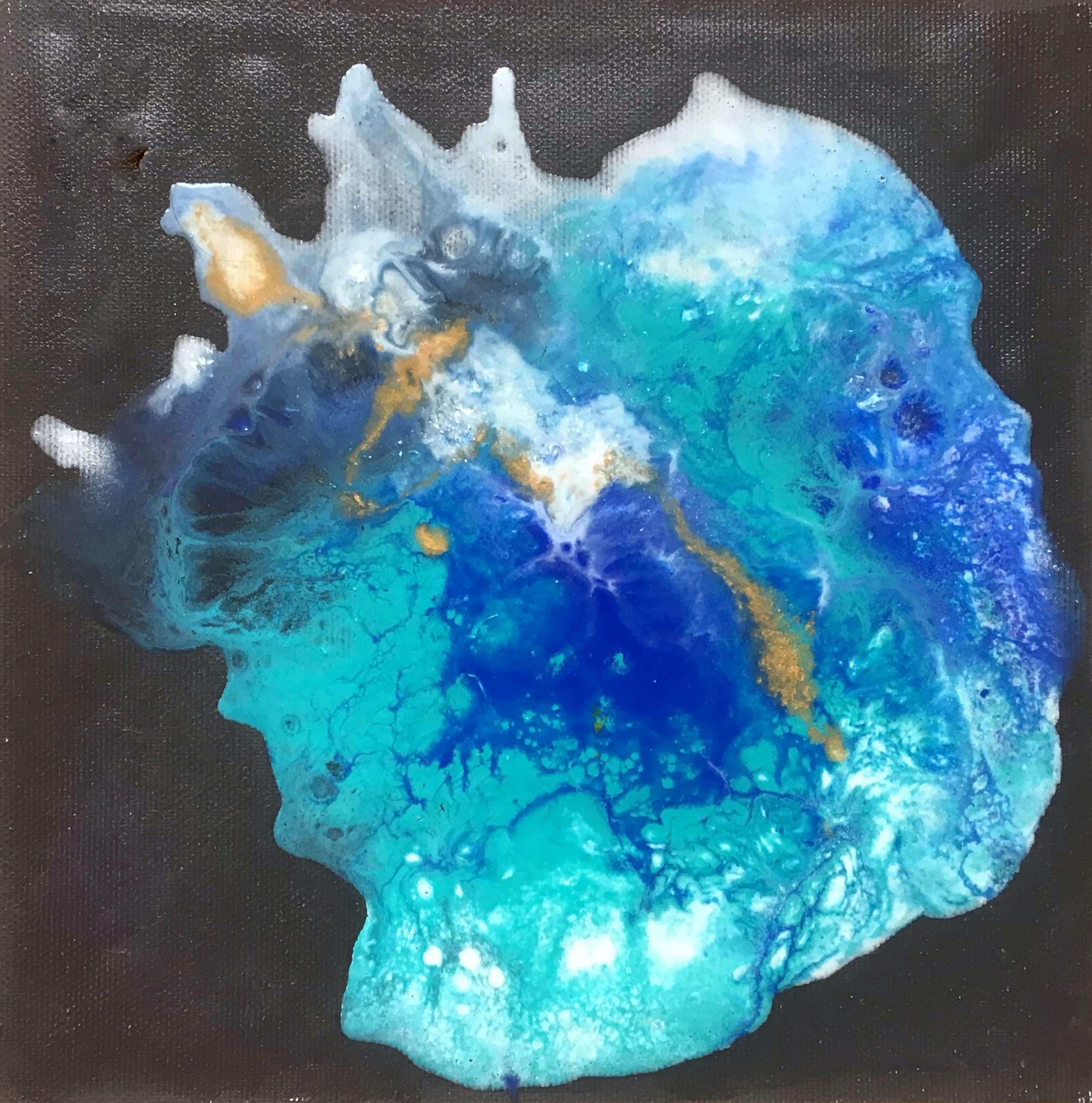 Lagoon Nebula/Mini #1, Mixed Media on Canvas - Mixed Media Art by Maria Bacha