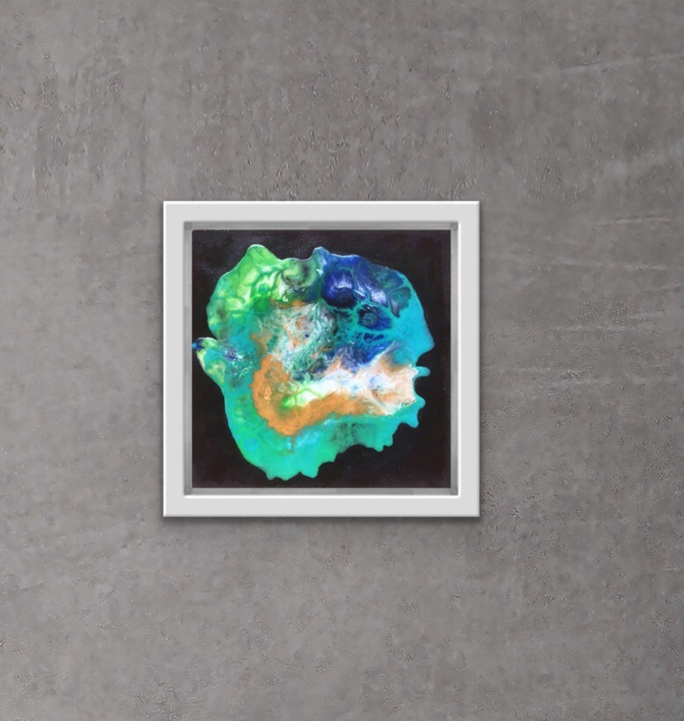 Lagoon Nebula /Mini #2, Mixed Media on Canvas - Mixed Media Art by Maria Bacha