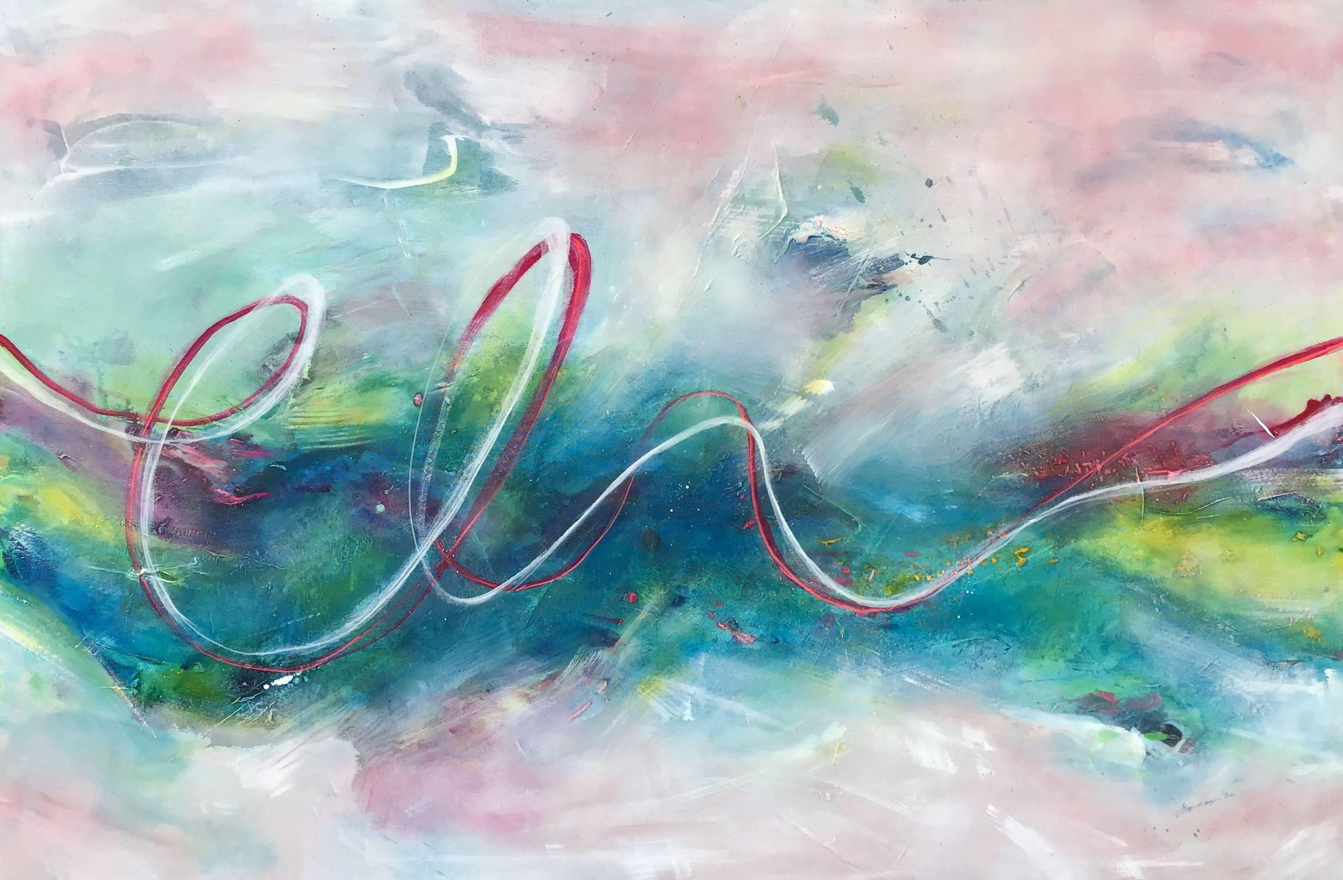 Maria Bacha Abstract Painting - Daydreaming Flow, Painting, Acrylic on Canvas