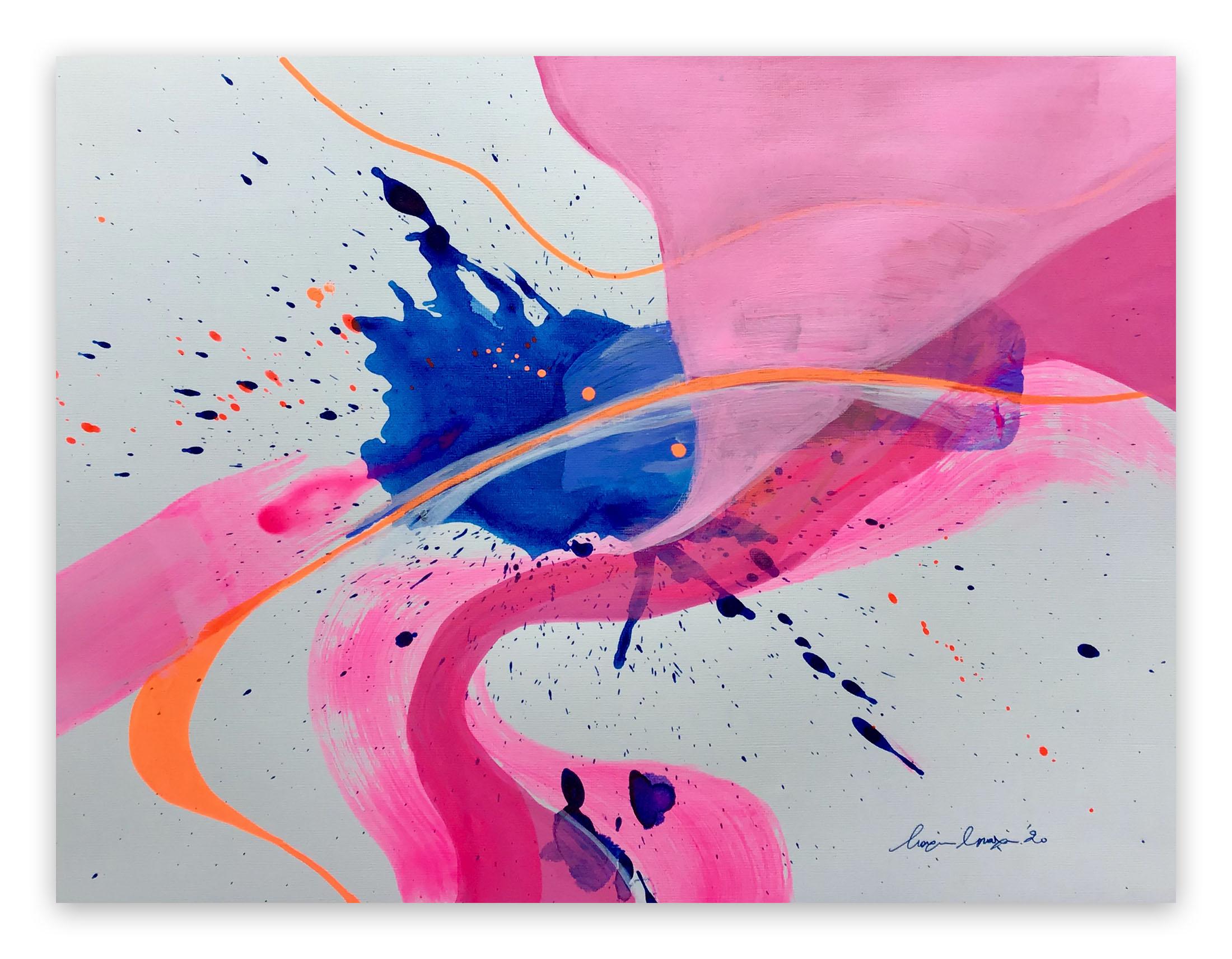 Maria Bacha Abstract Painting - Pink Vortex (Abstract painting)