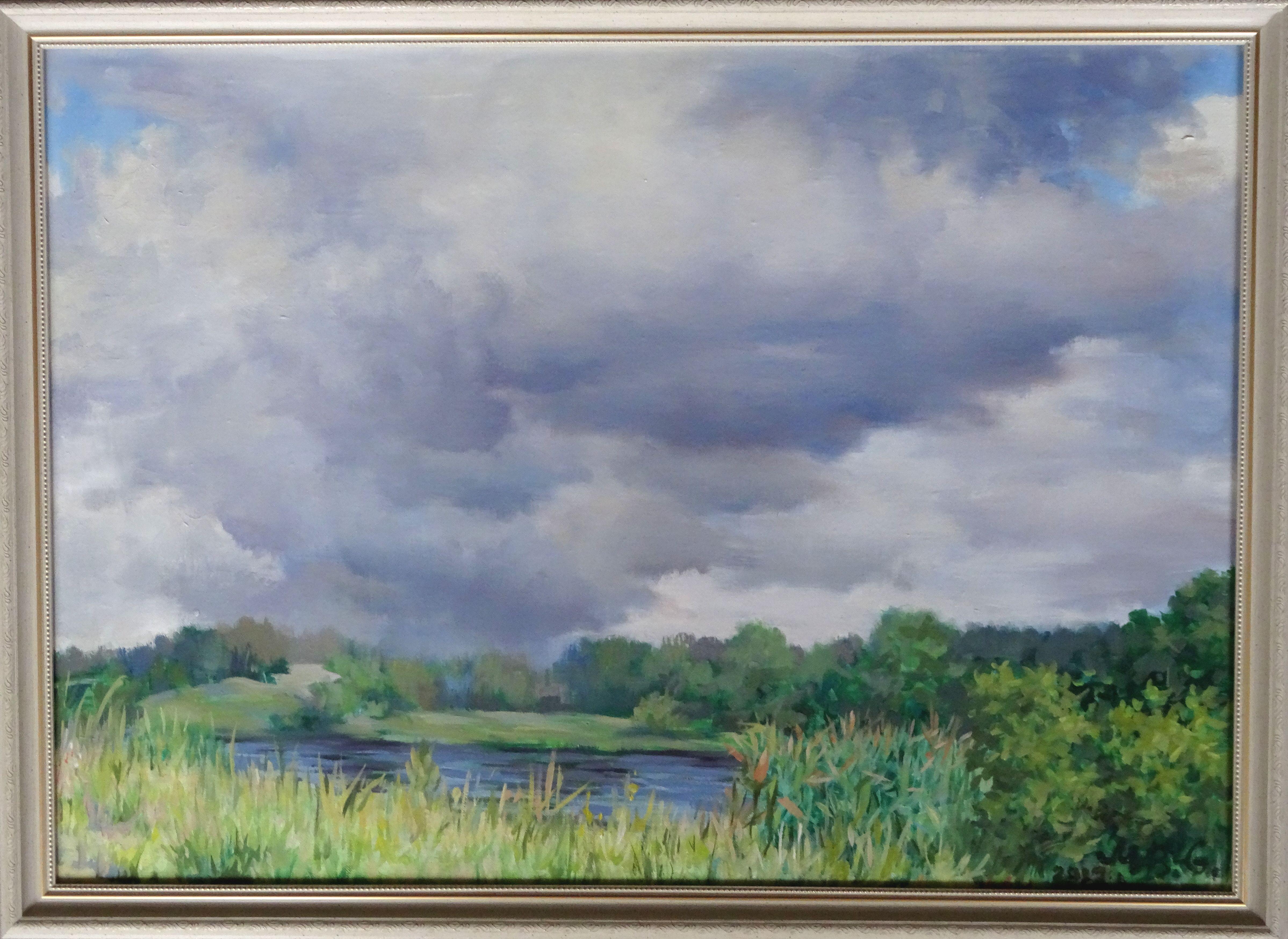 Clouds. 2019, canvas, oil, 50x70 cm - Painting by Maria Baiba-Genriha 