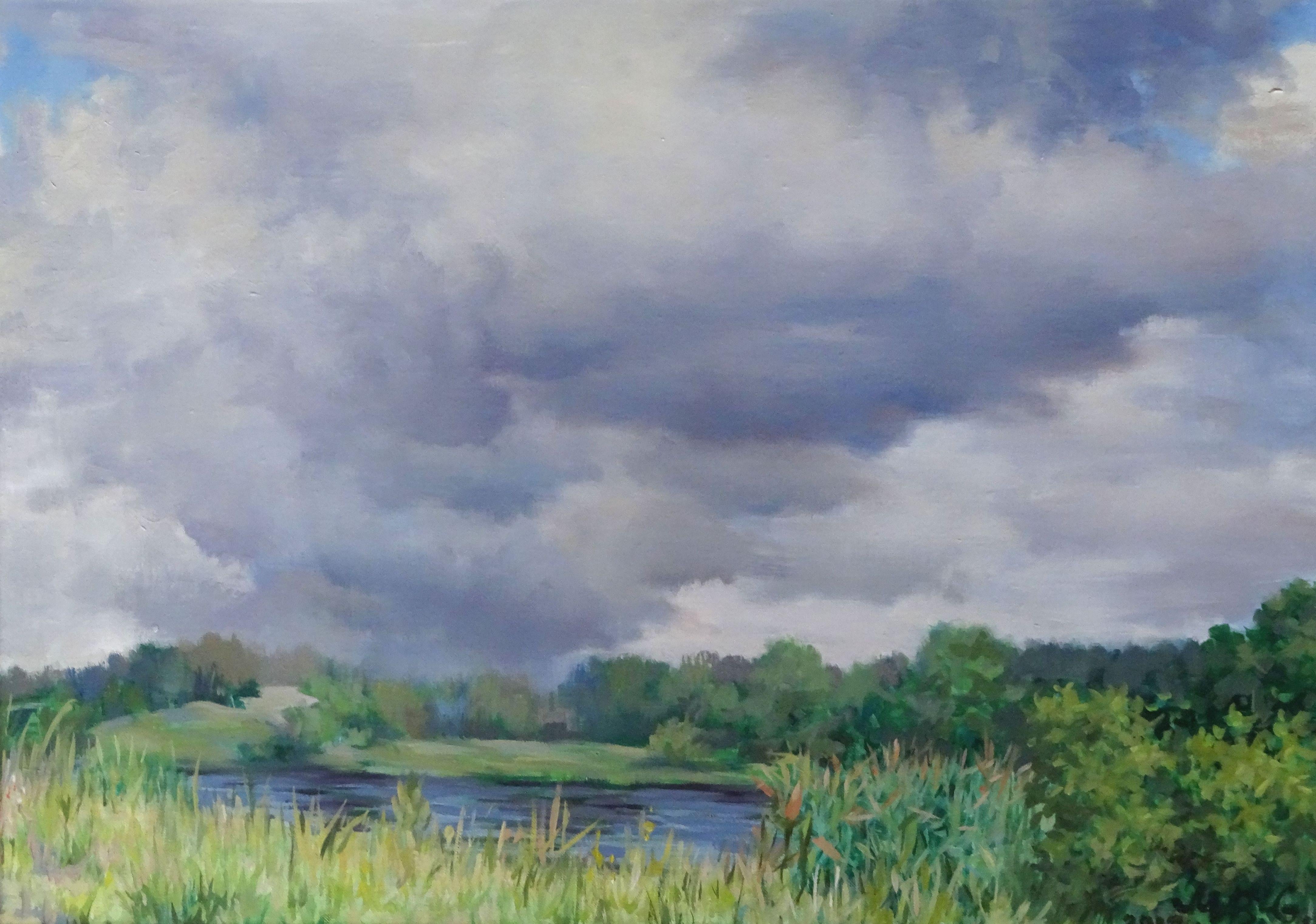 Maria Baiba-Genriha  Landscape Painting - Clouds. 2019, canvas, oil, 50x70 cm