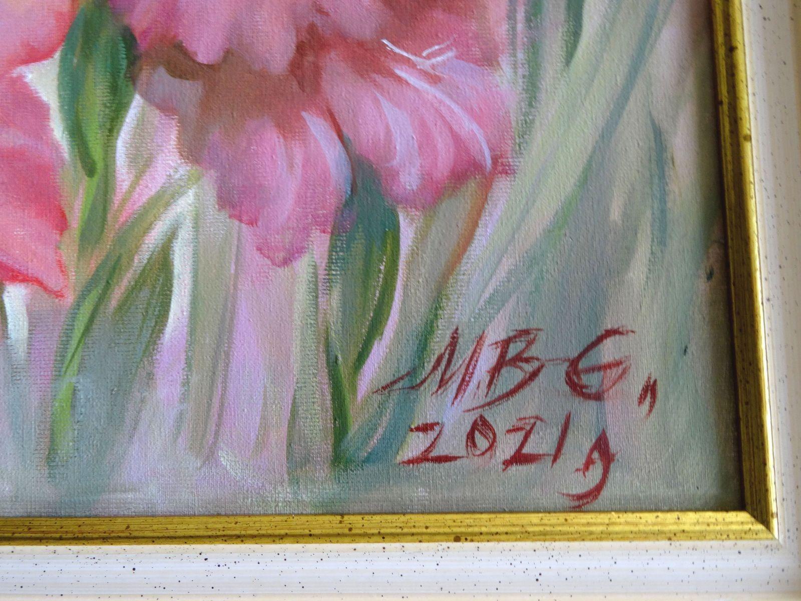 Gladiolas, 2021. Oil on canvas, 50x70 cm - Painting by Maria Baiba-Genriha 