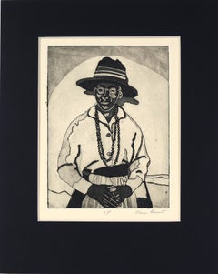 Portrait d'une femme avec un chapeau - Aquatinte originale de la baie de San Francisco