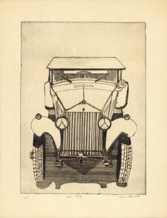 „The Rolls“ – Vintage Rolls Royce Automobil-Radätzung auf Papier (A/P)