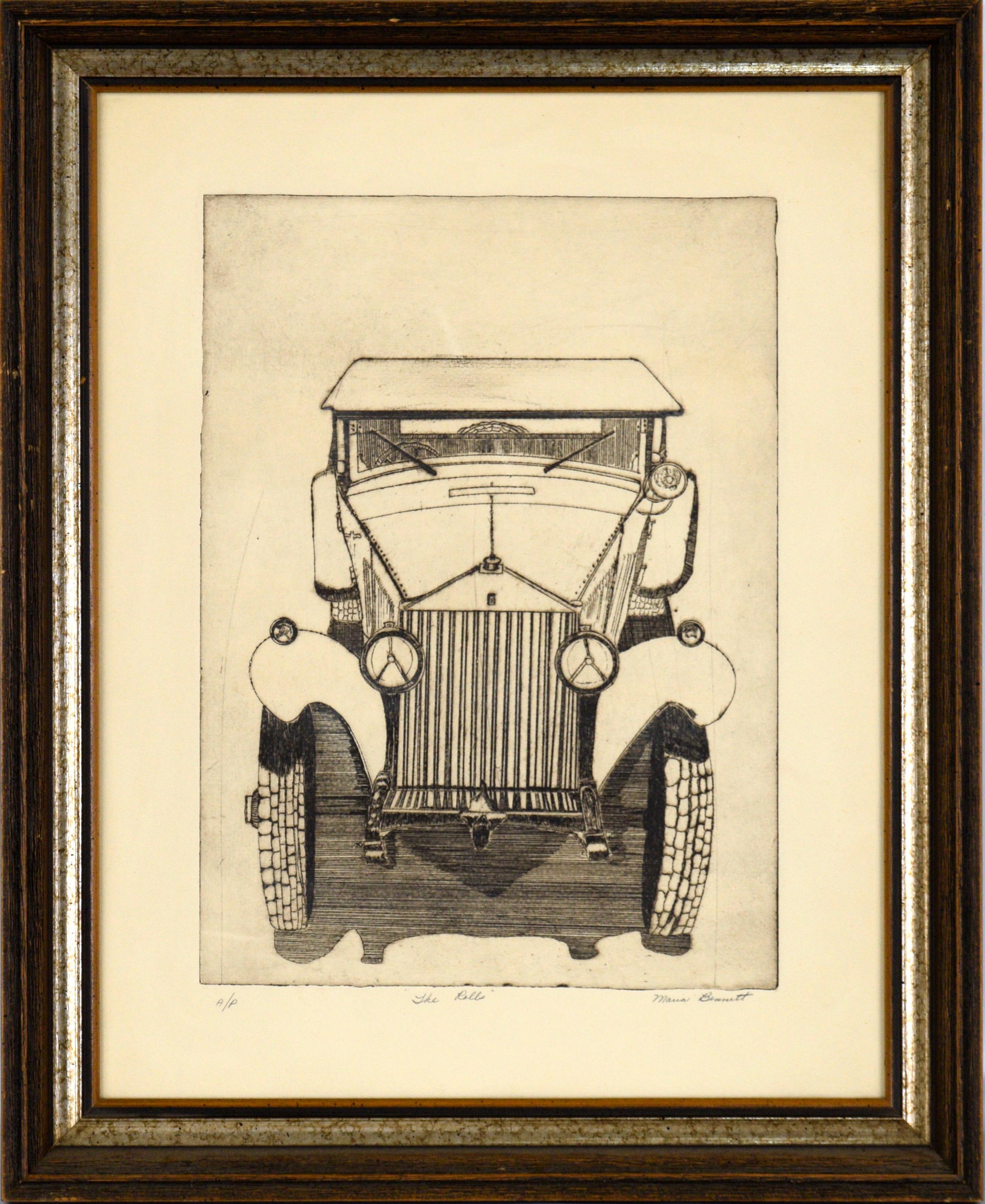 Maria Bennett Still-Life Print - "The Rolls" - Vintage Rolls Royce Automobile Etching on Paper (A/P)
