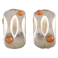Retro Maria Berntsen for Georg Jensen, a Pair of "Mirror" Ear Clips in Sterling Silver