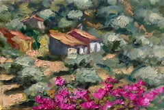 "Andalucia Bougainvillea" Contemporary Impressionist Oil Painting of Spain