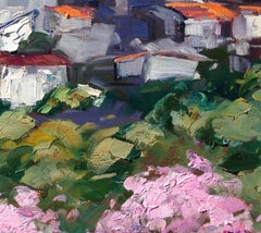 "Arenas Cherry Blossoms" Pittura a olio contemporanea impressionista della Spagna