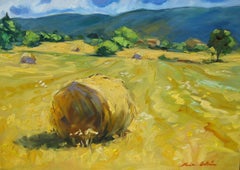 Contemporary Impressionist Oil Painting Of Provencal Hay Rolls by Maria Bertran