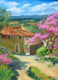 "Albero della Giudea a Les Grand Clements" Pittura ad olio impressionista di Maria Bertran