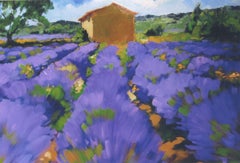 "Lavender and Cabanon " Contemporary Impressionist Oil Painting of Provence