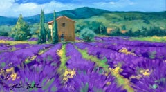 "Lavender In Bloom" Contemporary Impressionist Oil Painting of Provence