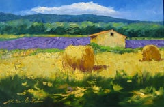 "St. Christol Hay Rolls" Contemporary Impressionist Oil Painting In Provence